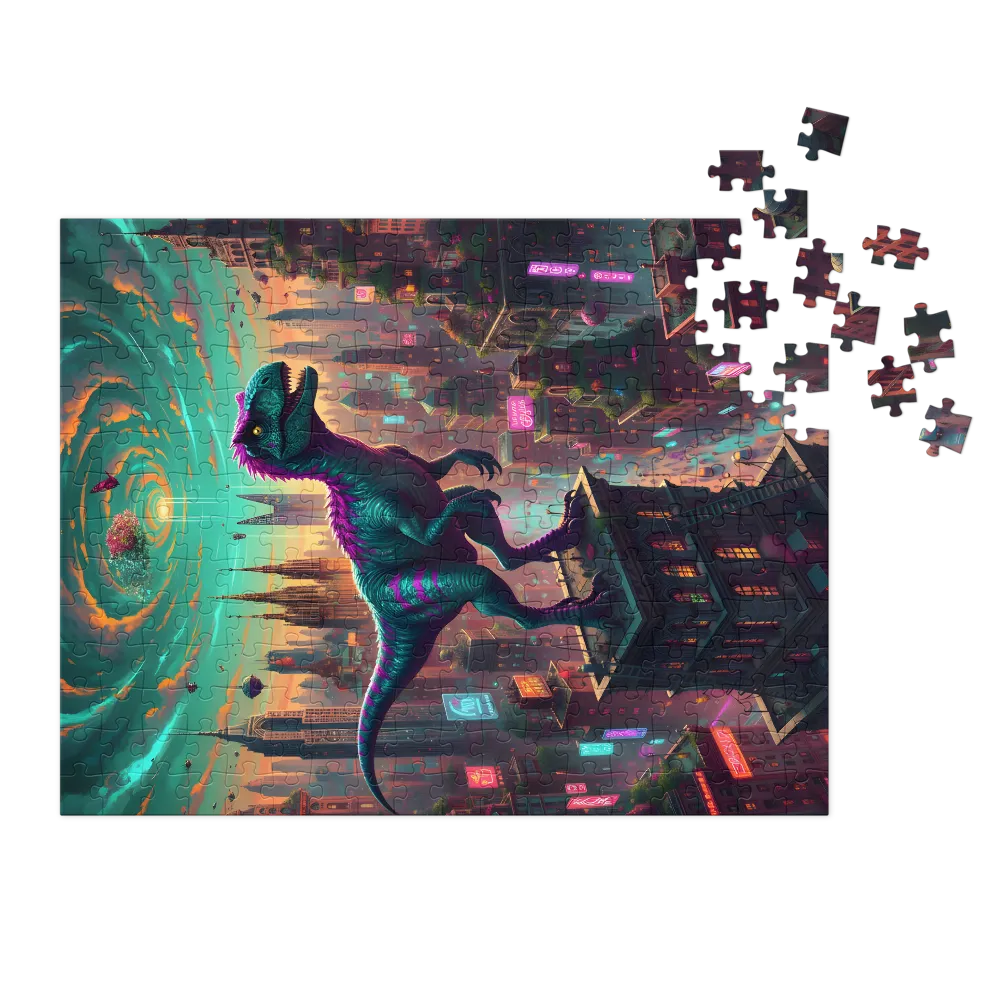 Neon Raptor Skyline | Jigsaw Puzzles