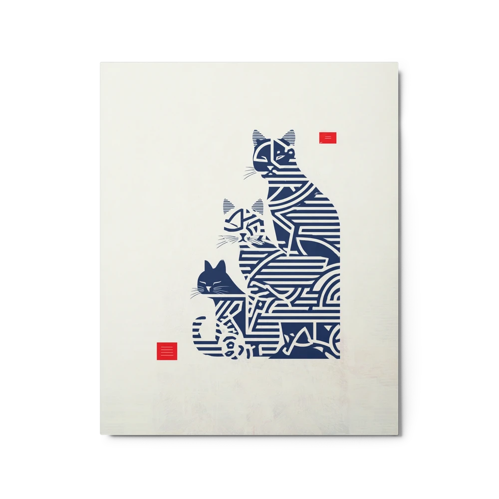 Geometric Striped Cats | Art Print