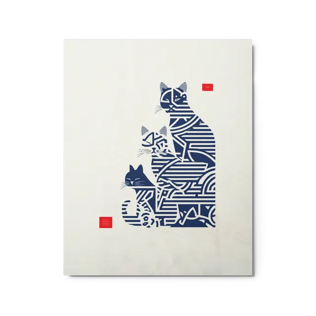 Geometric Striped Cats | Art Print
