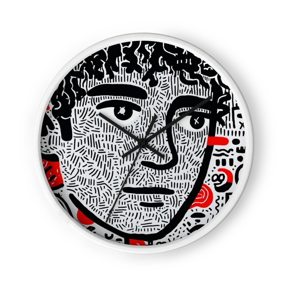 Doodled Portrait in Black, White, and Red