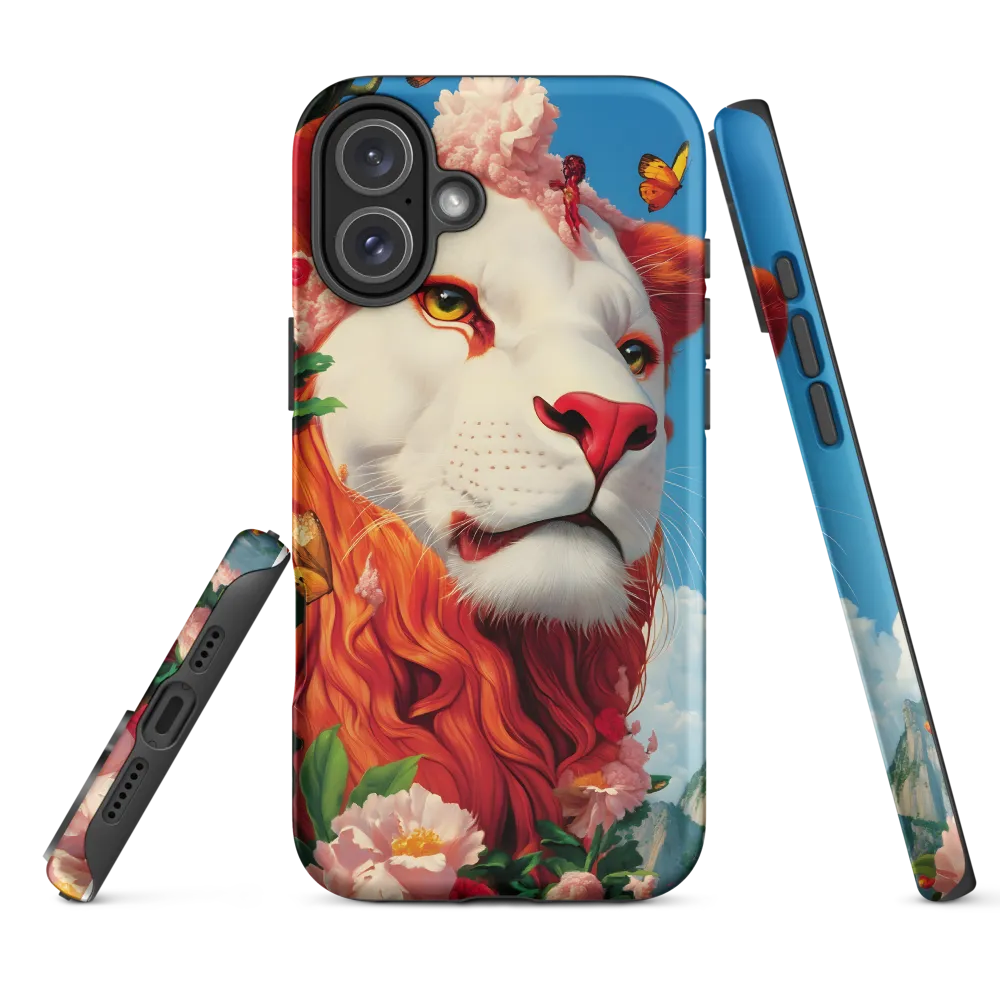 Surreal Lion with Flowers and Butterflies