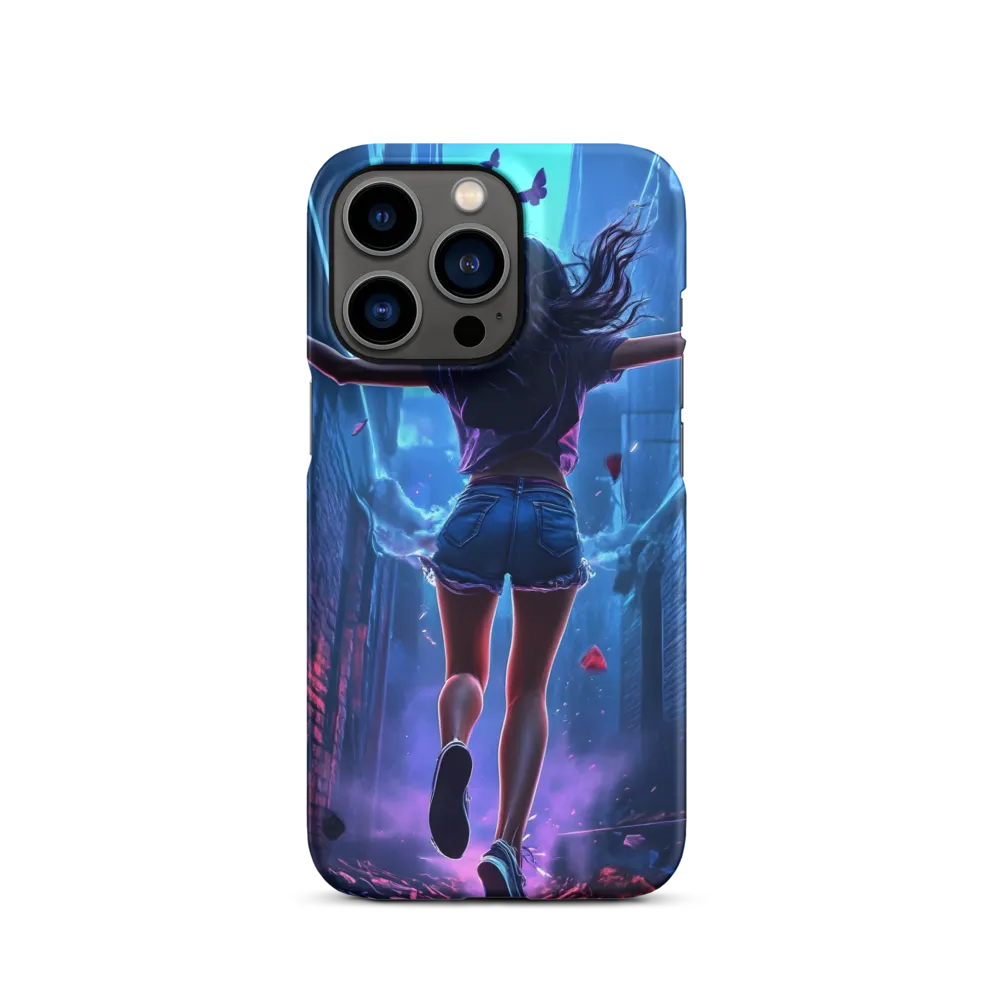 Female Figure Running in Vibrant Alley | Phone Case