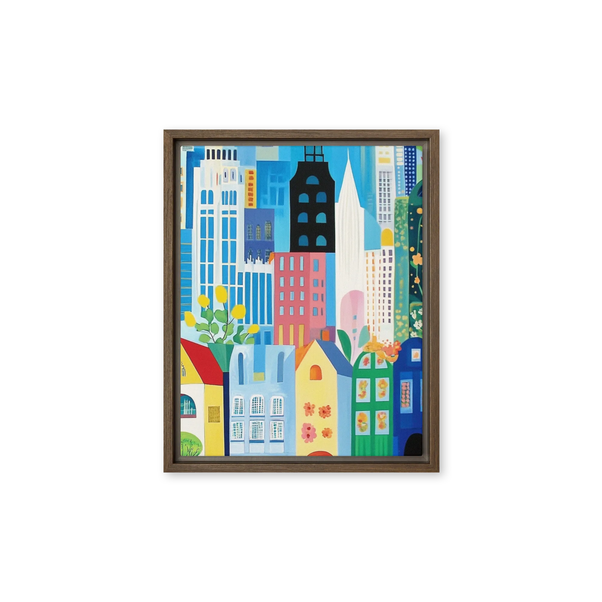 Whimsical Cityscape Art 
 Metal Print | 16″x 20″