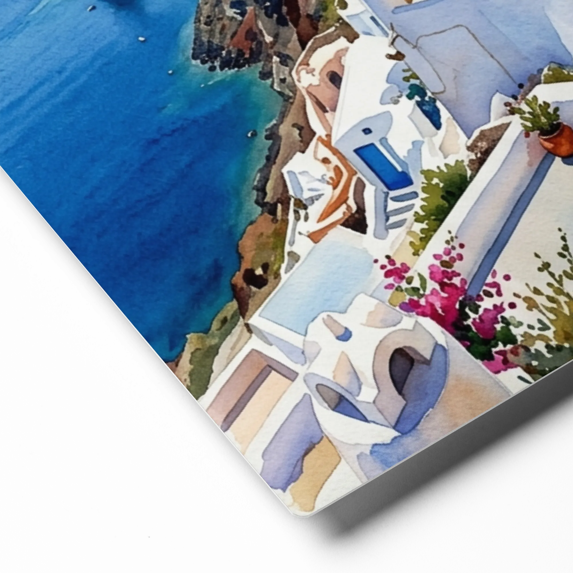 Santorini Blue Domes 
 Canvas with White Frame