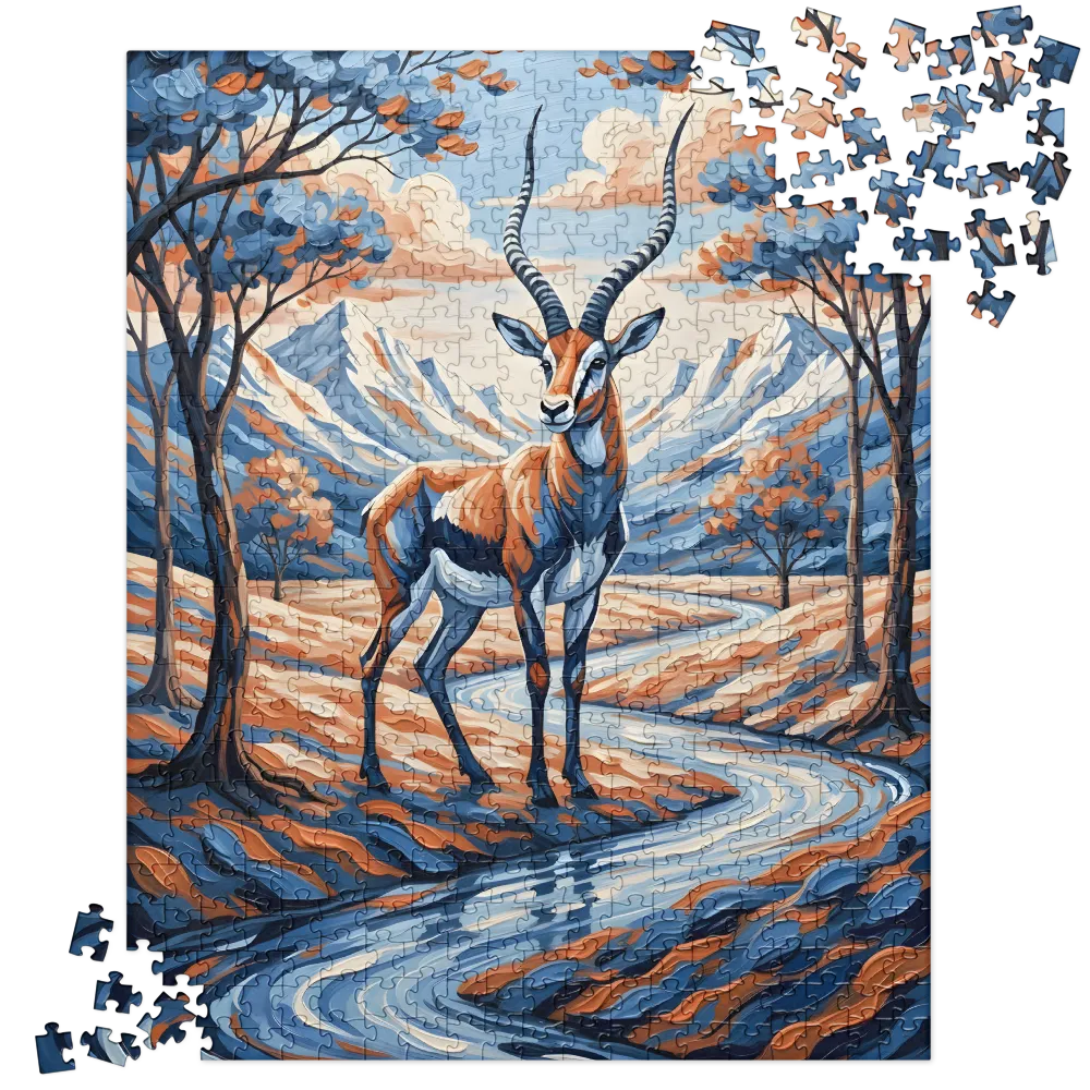 Impasto Gazelle Serenity 
 Jigsaw Puzzle in Tin Box