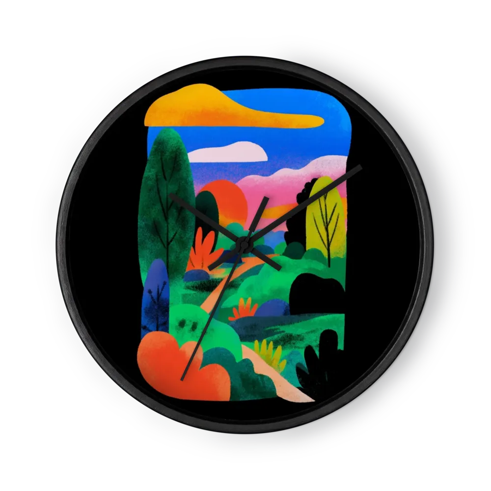 Sunset in the Colorful Forest | Wall Clock