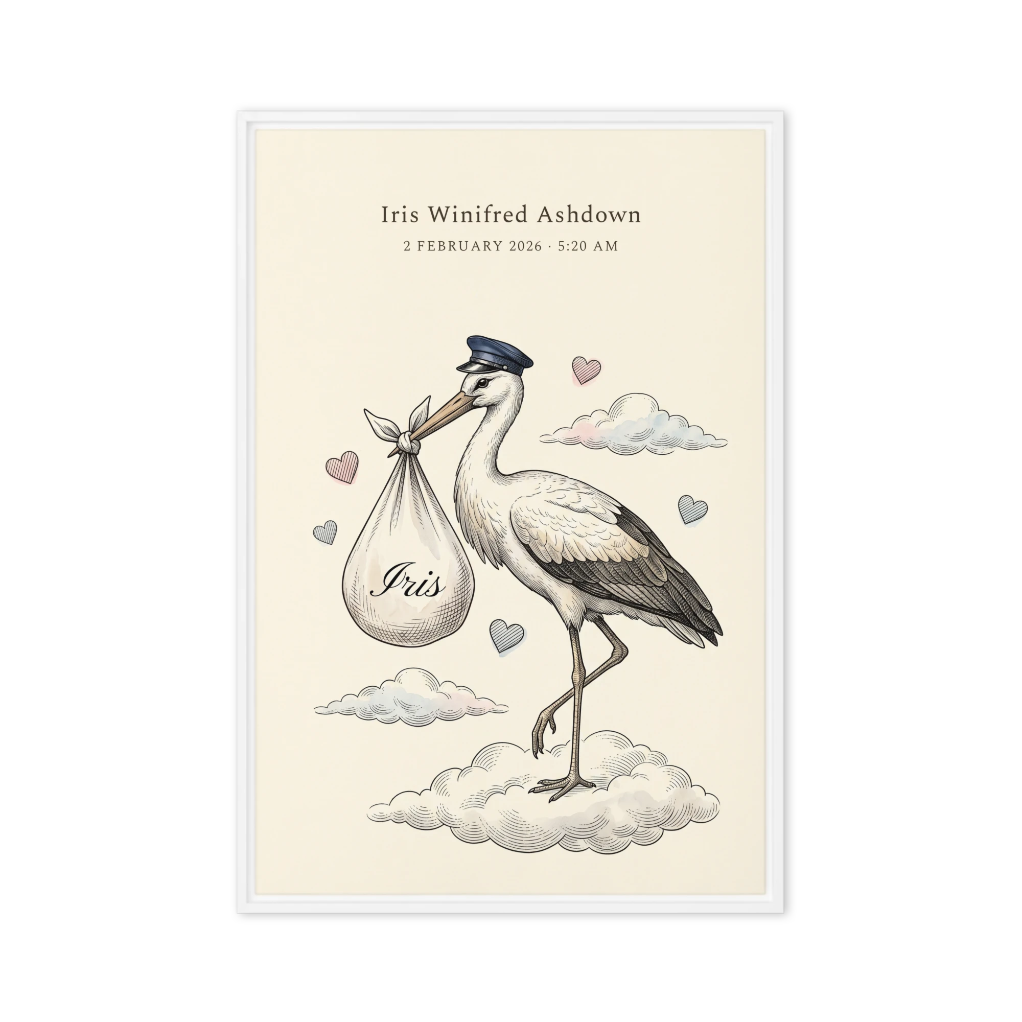 Nursery Name Art — Vintage Stork