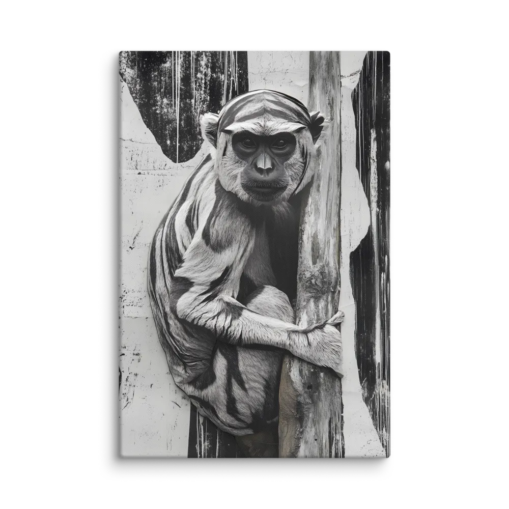 Primate Gaze on Distressed Wall 
 Canvas | 32″x 48″