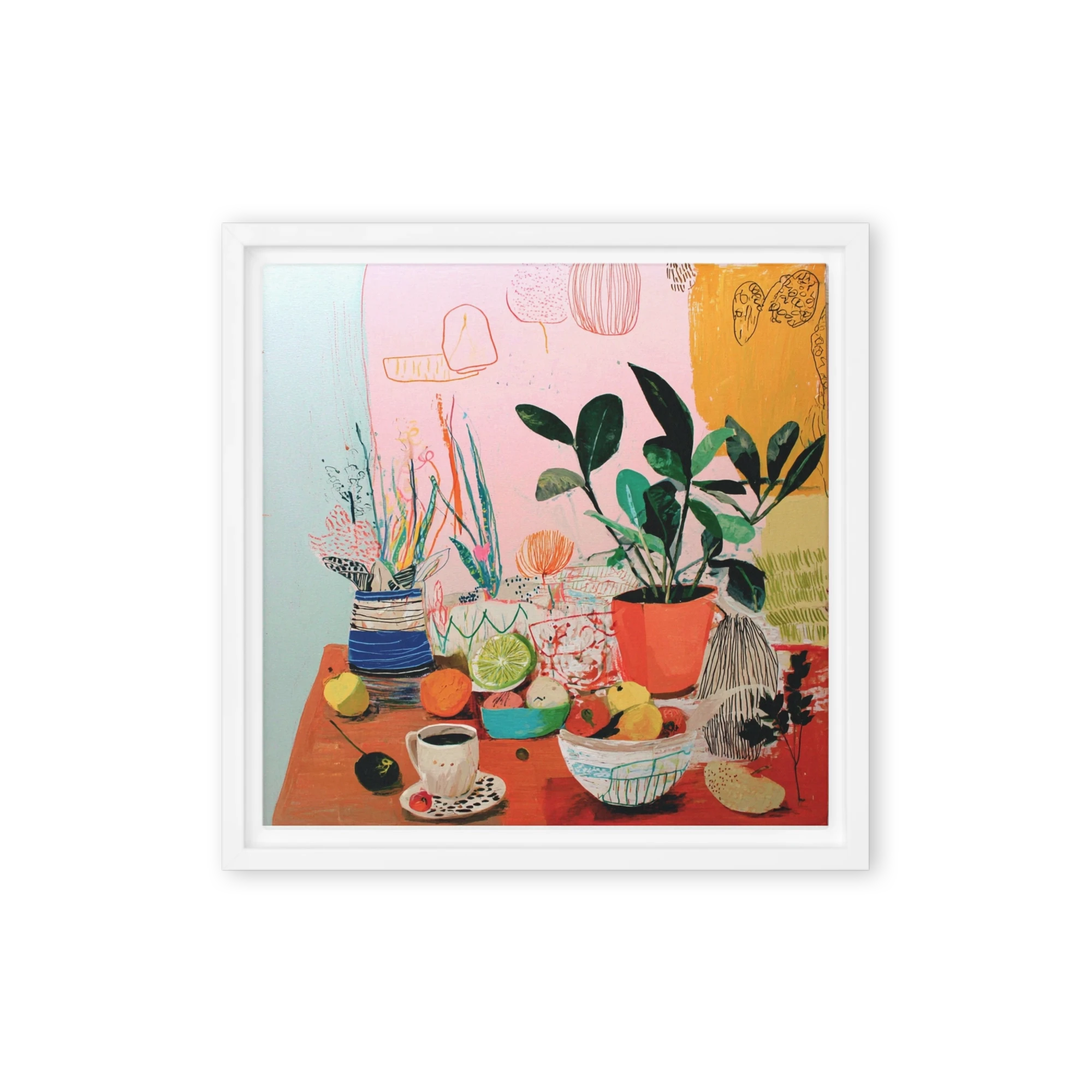 Still Life with Coffee and Plants