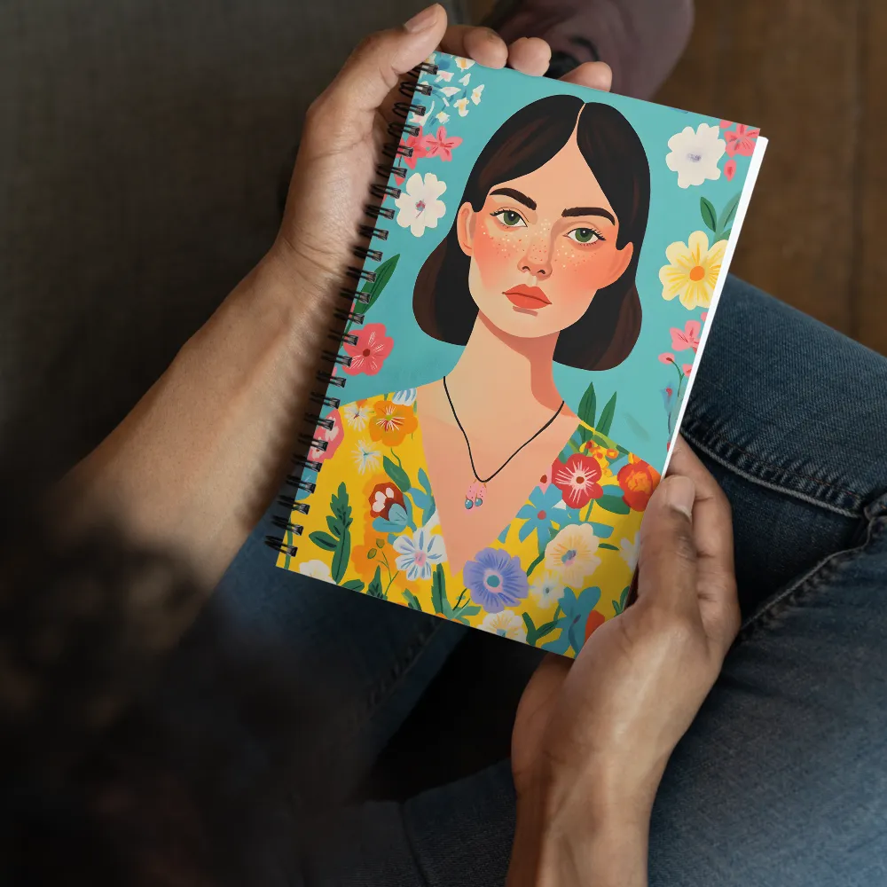 Floral Portrait of a Young Woman 
 Spiral Notebook | 140 pages