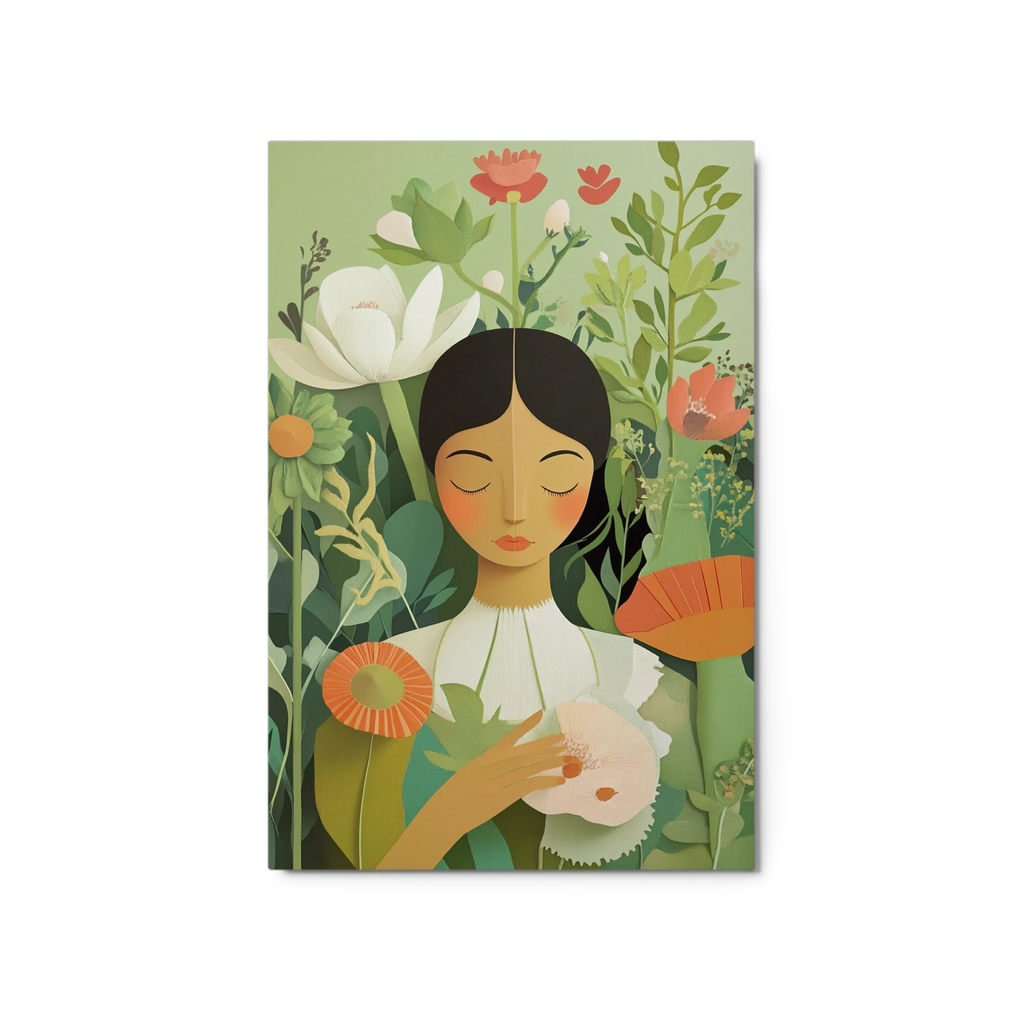 Serene Woman with Flowers