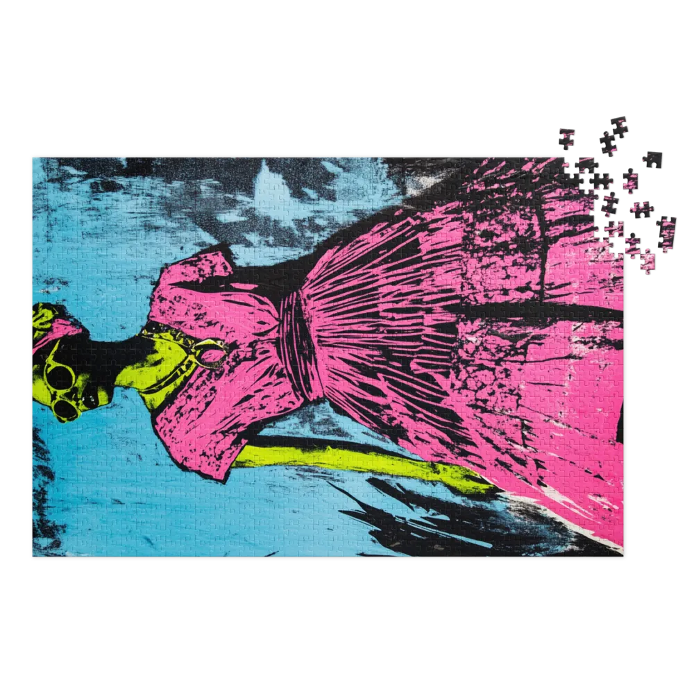 Retrato Pop Art Neon 
 Puzzle em caixa de metal