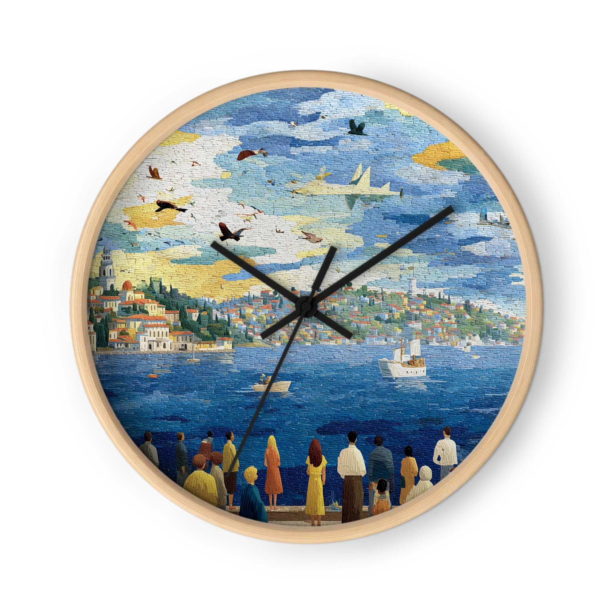 Chiseled Stone Mosaic Clocks — Cobalt Sea, White Cloud