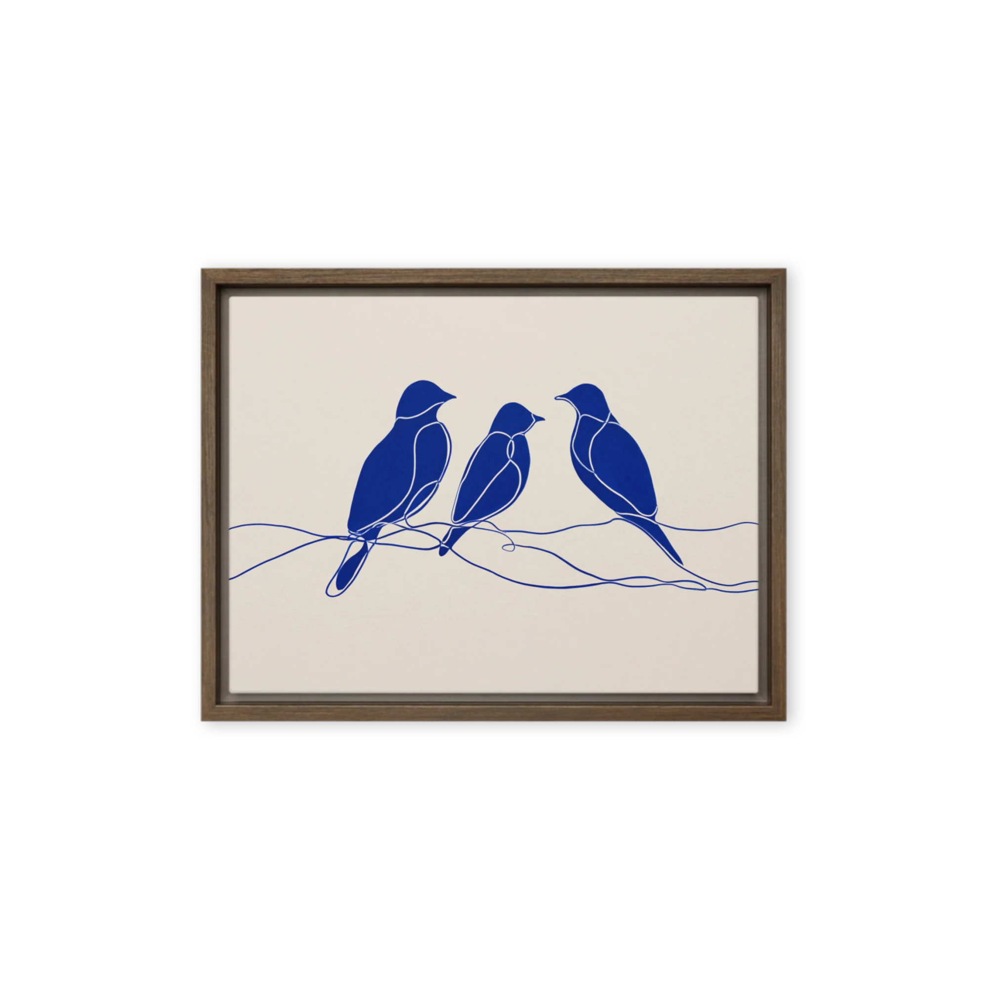 Three Blue Birds on a Line | Art Print