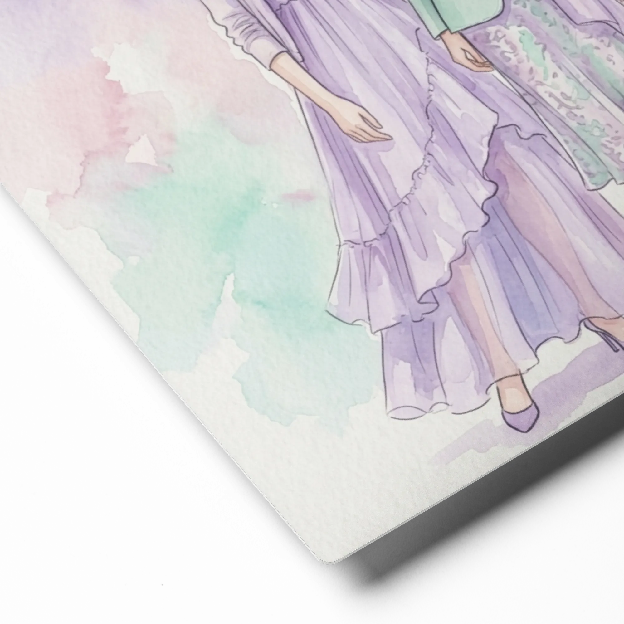 Pastel Elegance: Three Fashion Figures | Art Print