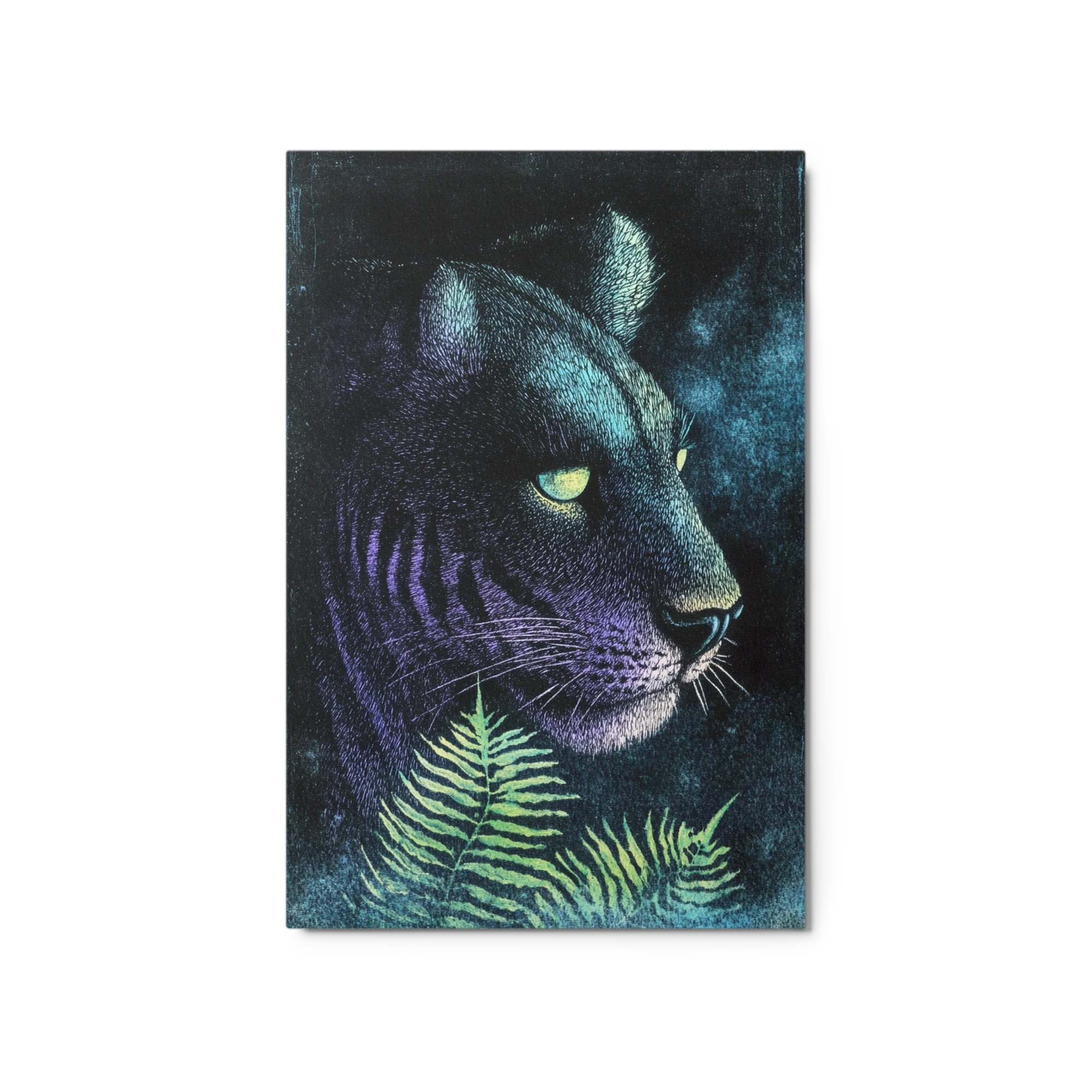 Surreal Tiger Illustration with Fern