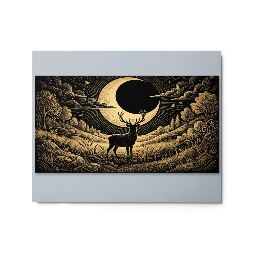 Enchanted Deer in Gilded Moonlight 
 Canvas | 20″x 28″