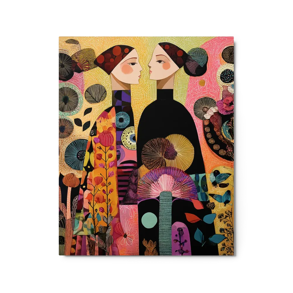 Two Women in Folk Art Garden | Art Print