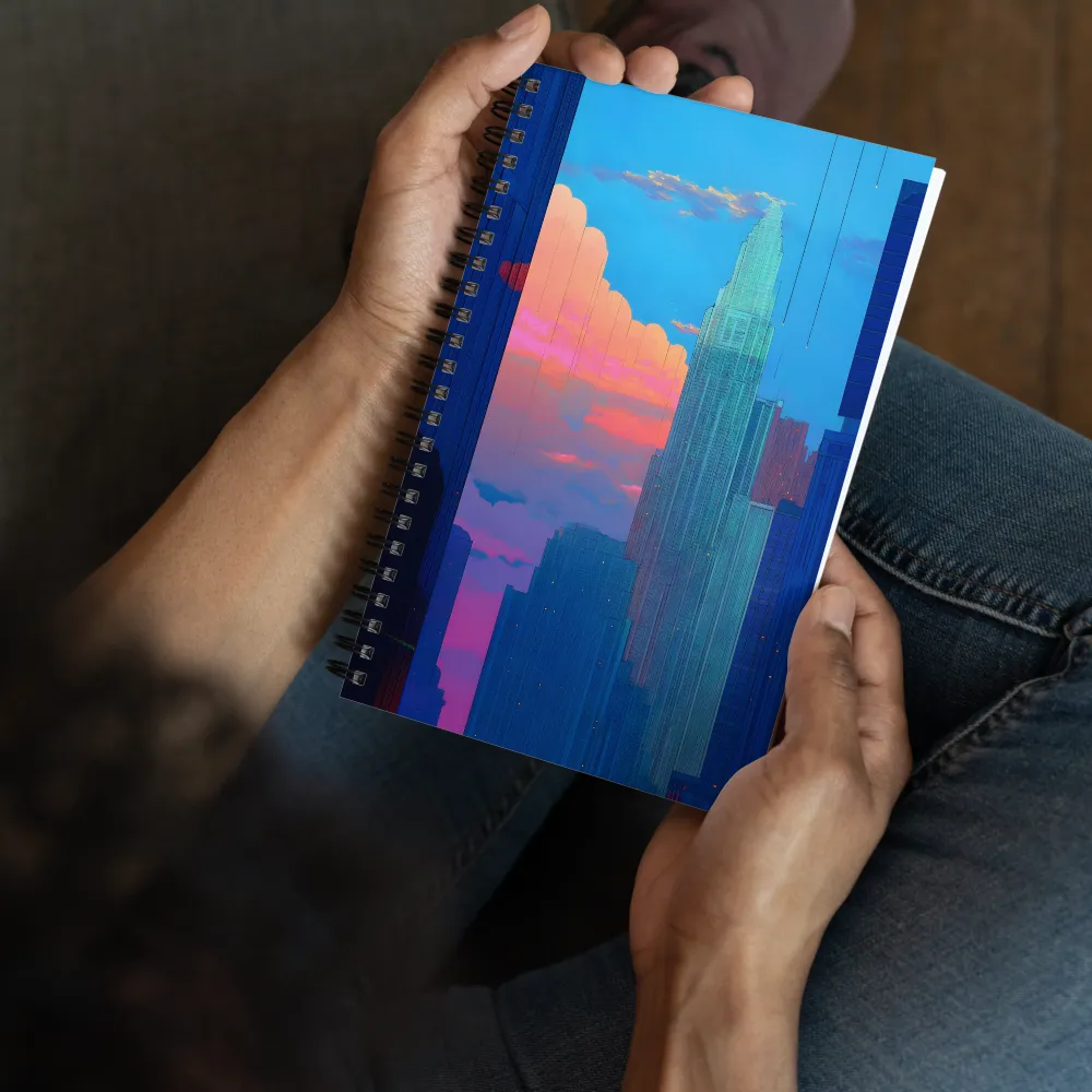 Retro-Futuristic Cityscape at Dusk 
 Spiral Notebook | 140 pages