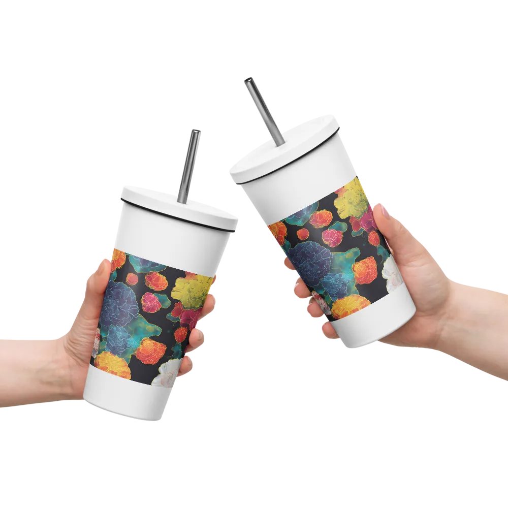Tapeçaria de peônias néon | Caneca de viagem