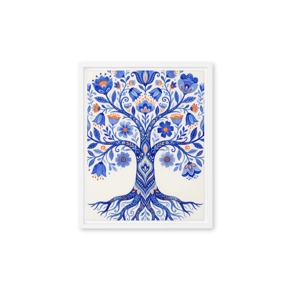 Blue Folk Art Tree of Life | Art Print