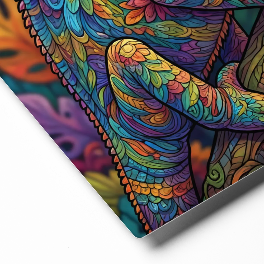 Stained Glass Chameleon 
 Canvas | 20″x 20″