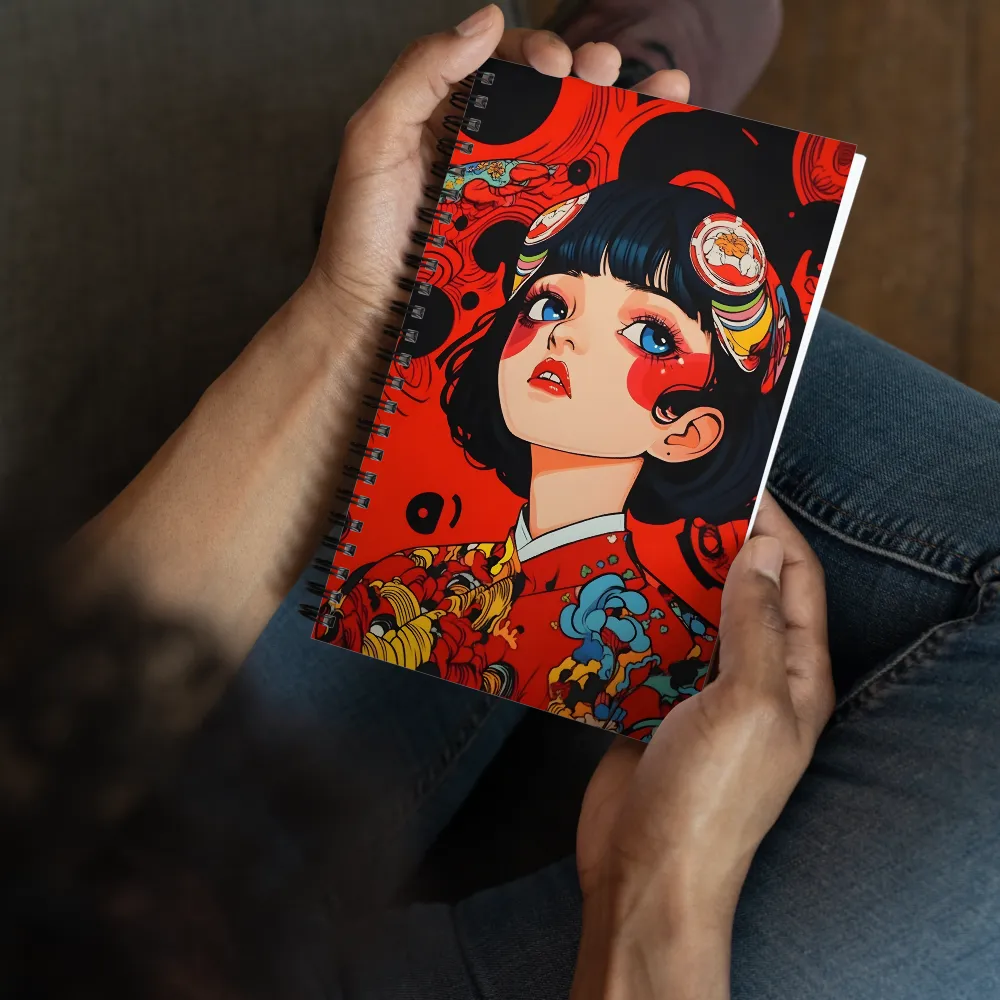 Surreal Neo-Ukiyo-e Portrait 
 Spiral Notebook | 140 pages