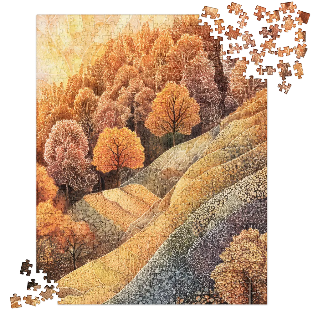 Golden Engraved Autumn 
 Jigsaw Puzzle