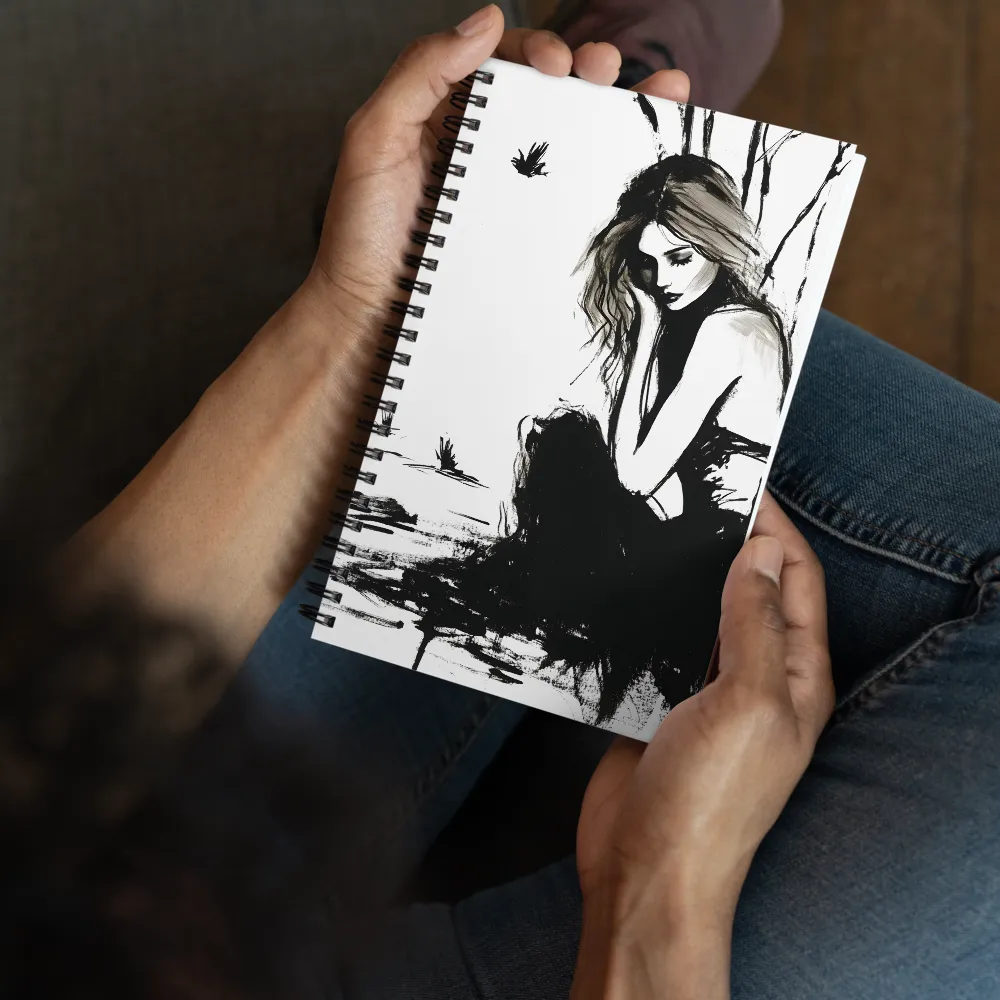Melancholy Ink Portrait 
 Spiral Notebook | 140 pages