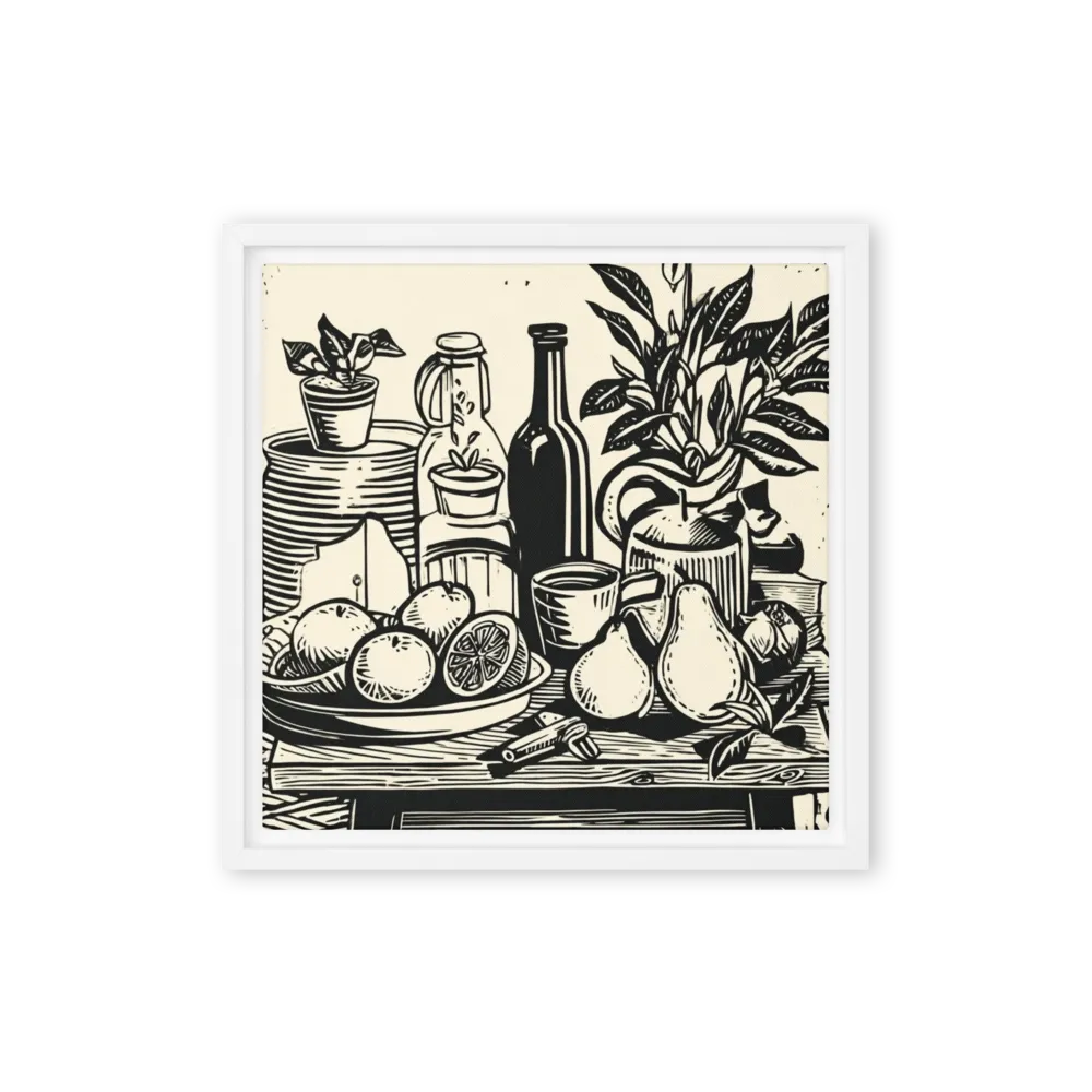 Black and White Linocut Still Life | Art Print