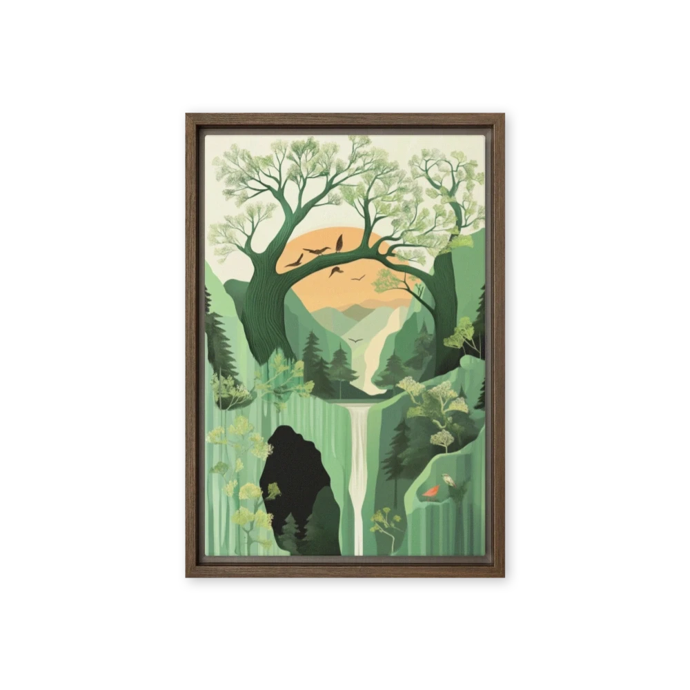 Tranquil Landscape with Waterfall and Trees