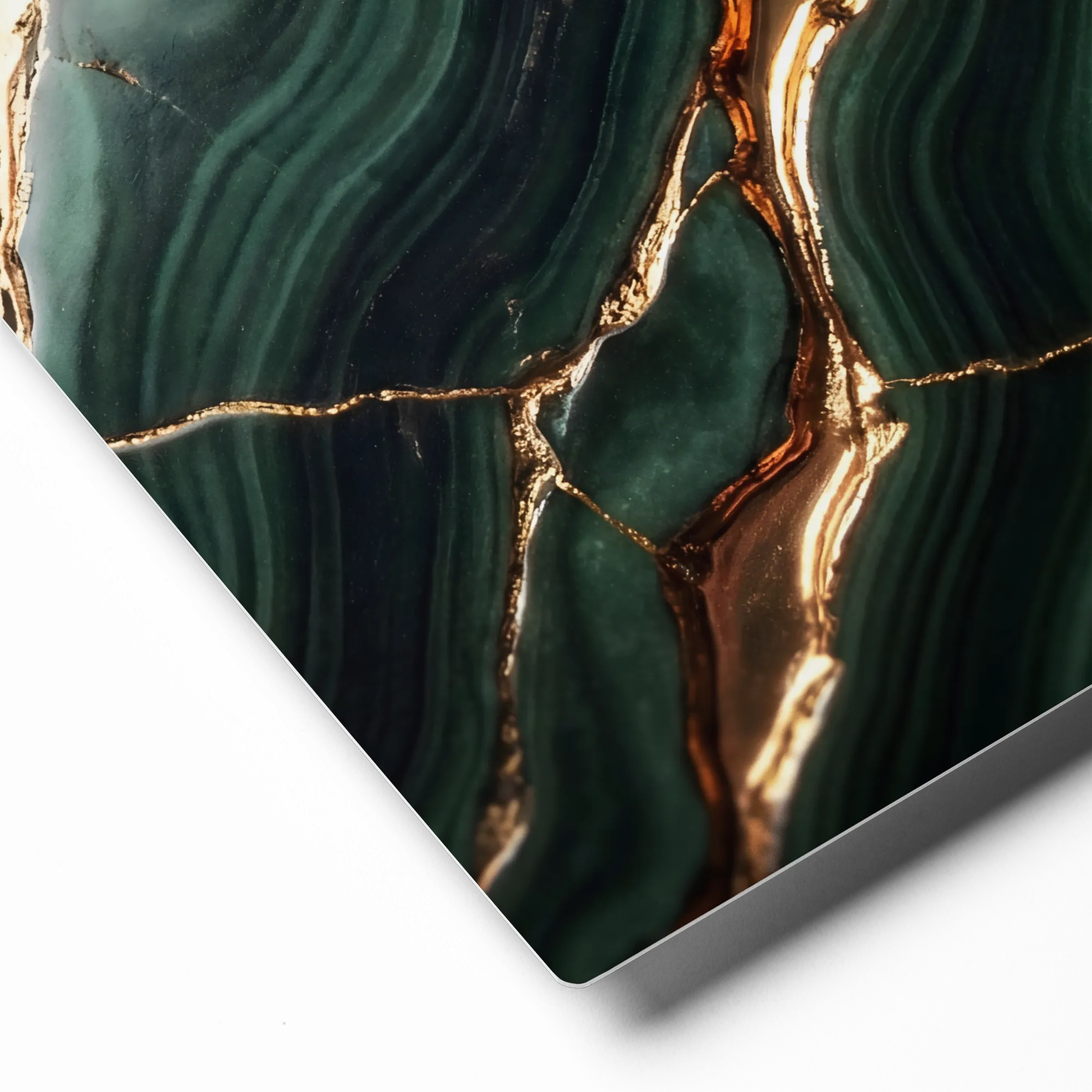 Gilded Malachite Kintsugi 
 Canvas | 24″x 24″