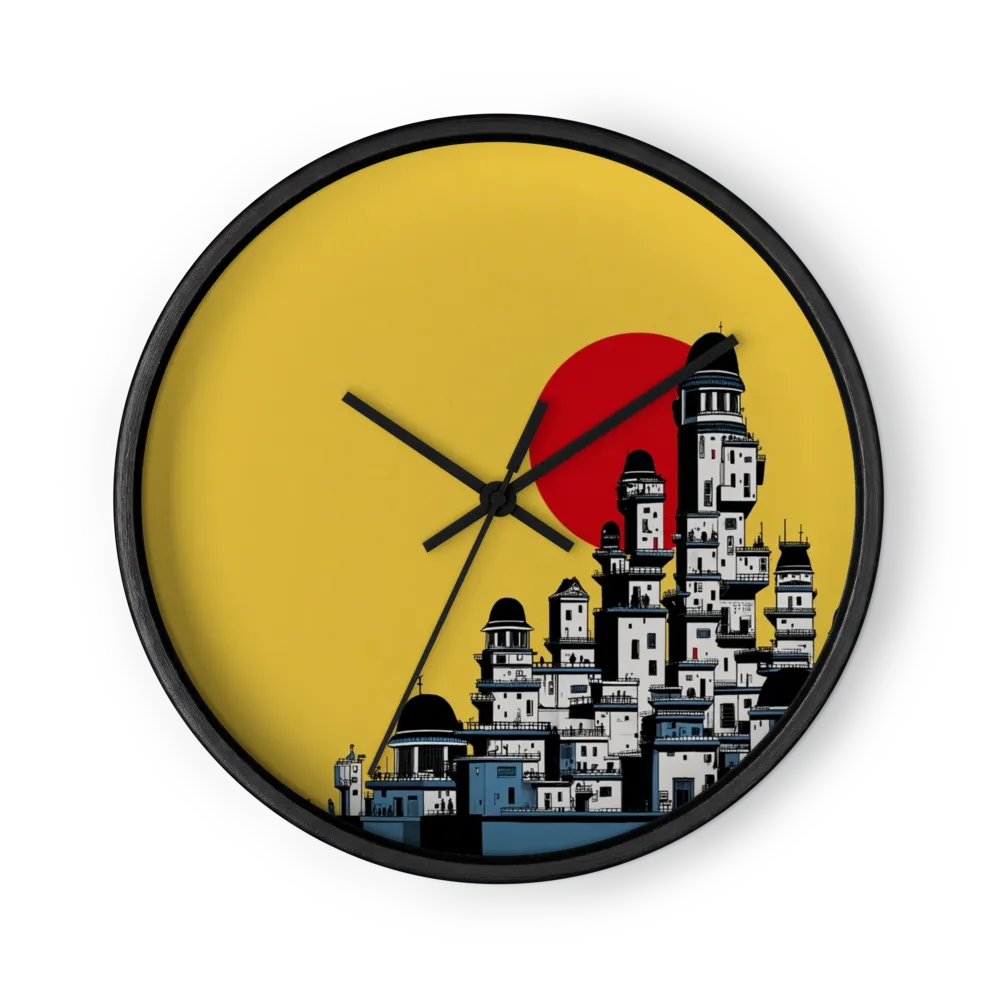 Crimson Sun City | Wall Clock