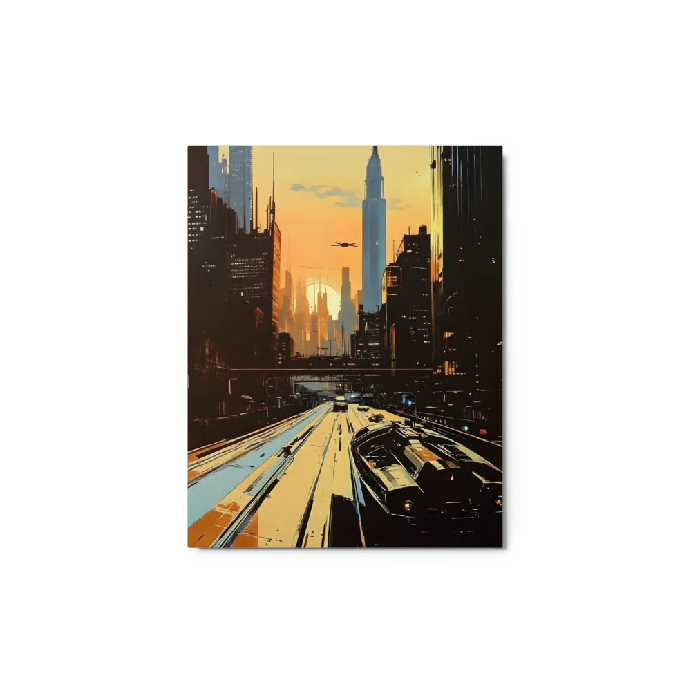 Futuristic Cityscape with Train