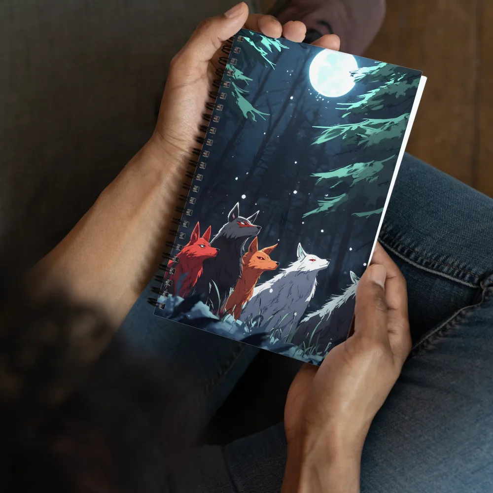 Moonlit Forest Wolves 
 Spiral Notebook | 140 pages