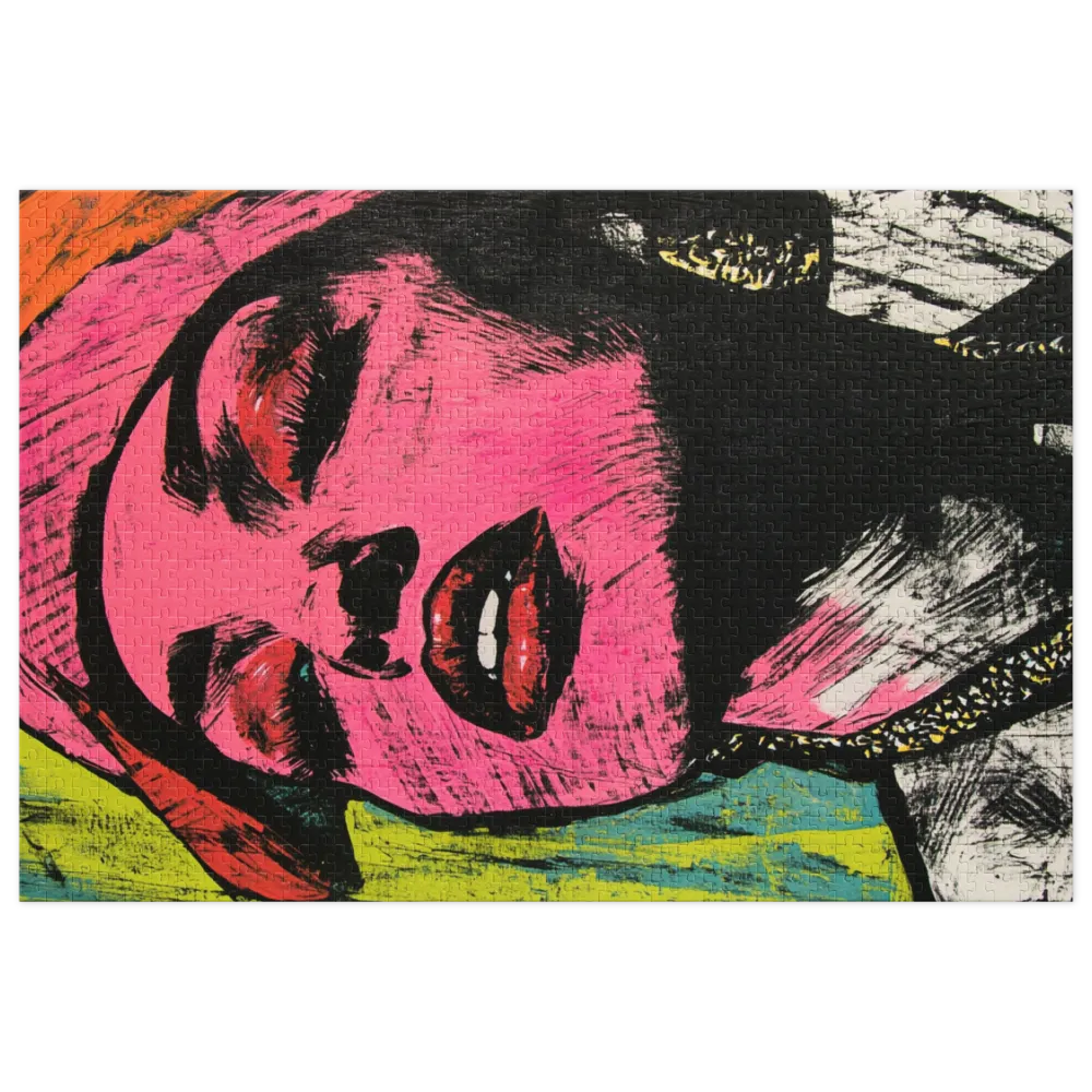 Retrato Rosa Expressionista 
 Puzzle em caixa de metal