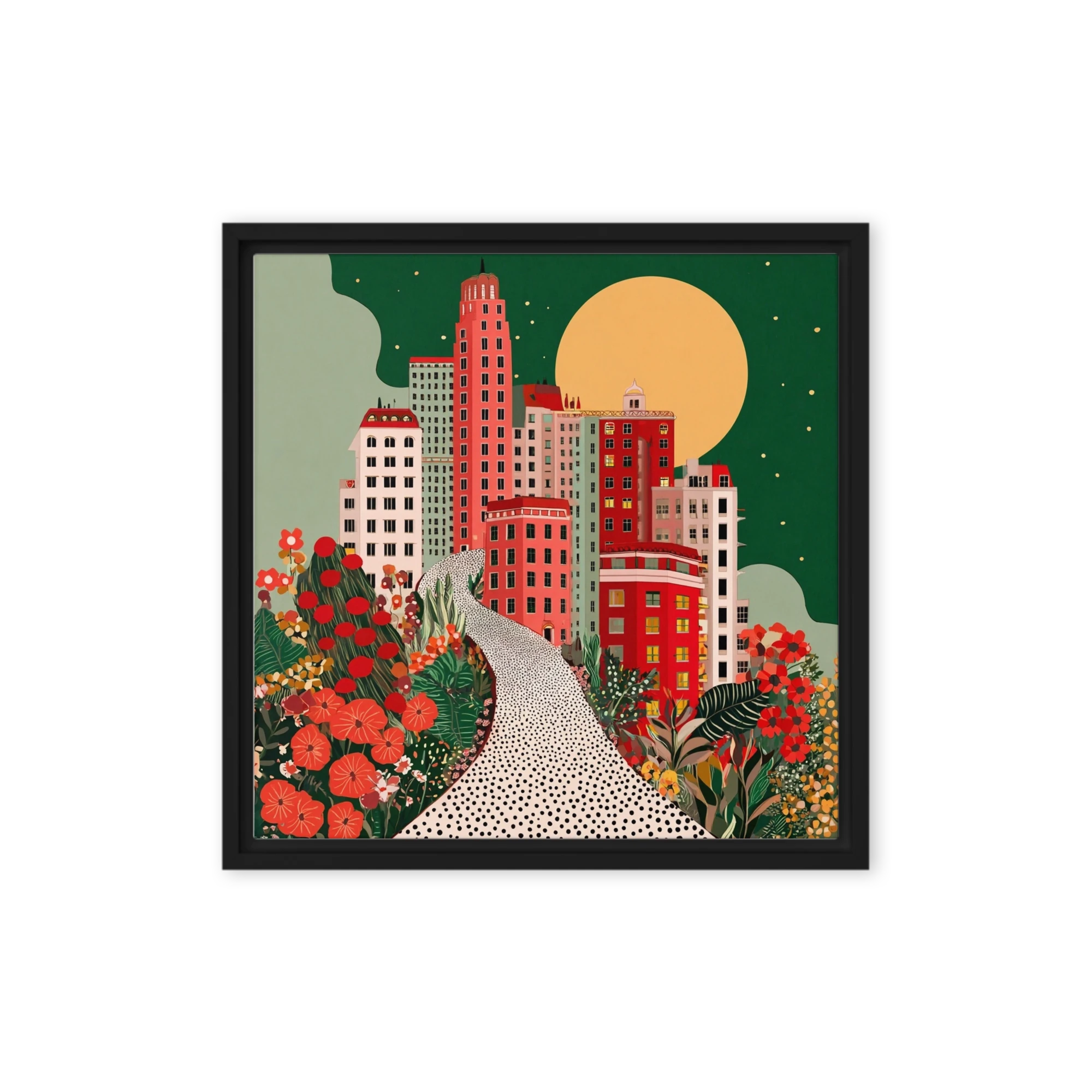 Moonlit Floral City | Art Print