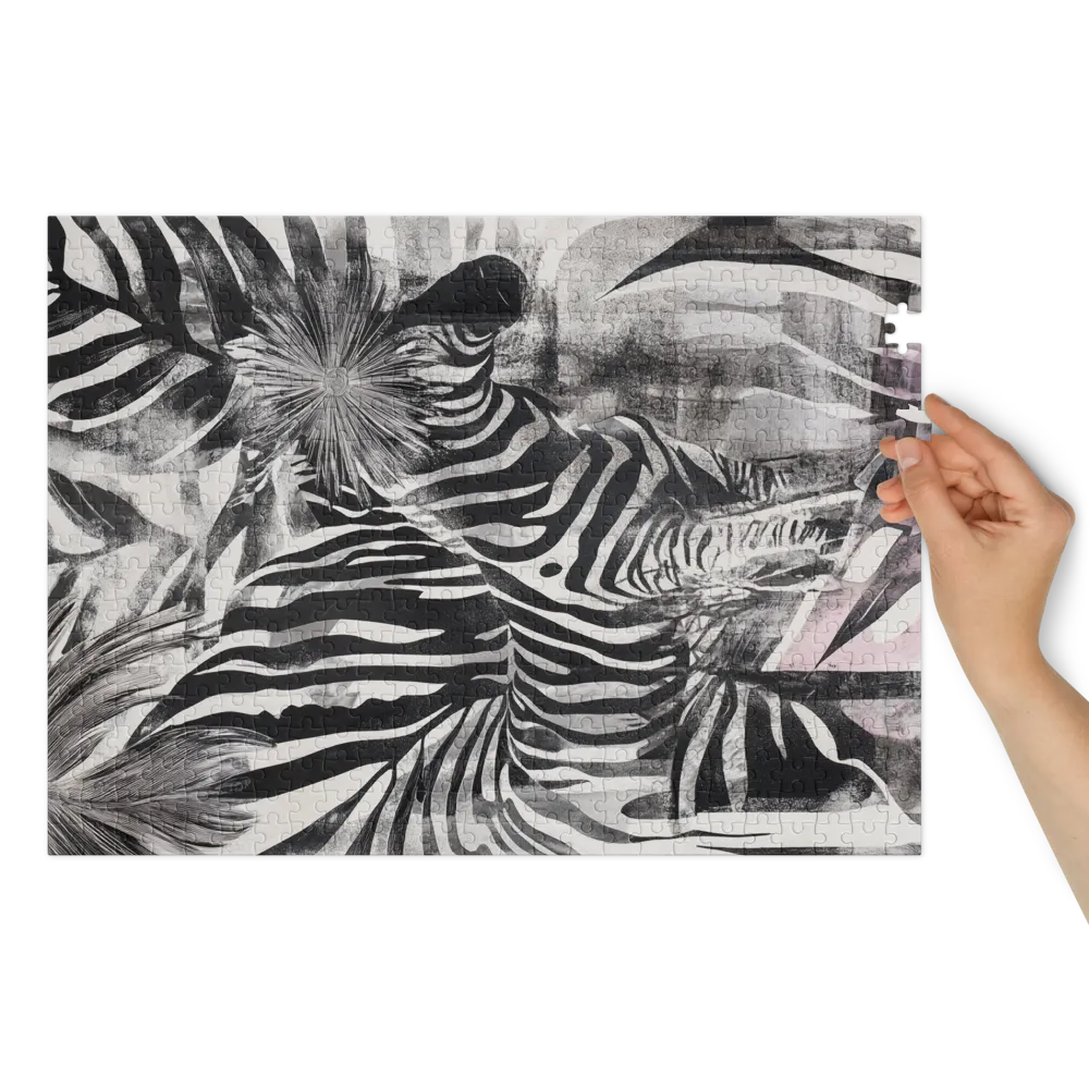 Zebra Folhagem Texturizada 
 Puzzle em caixa de metal