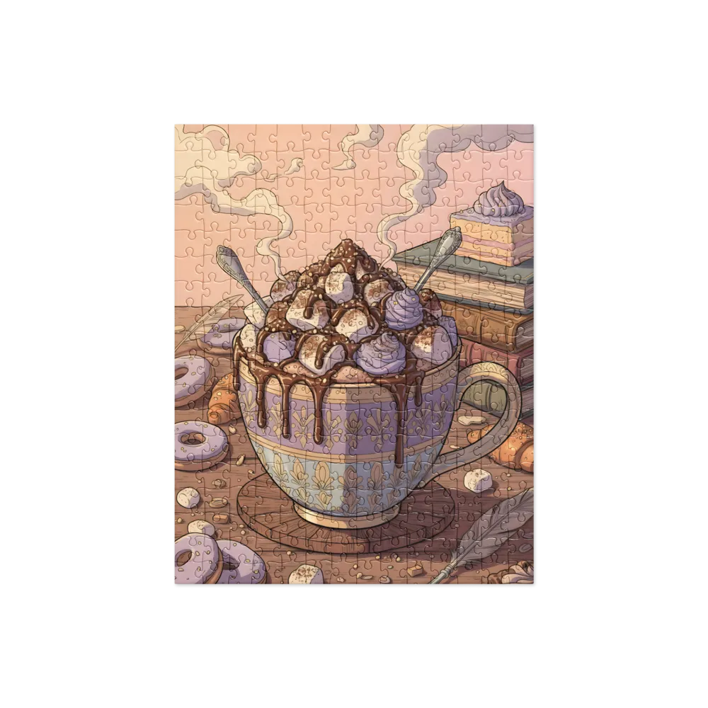 Lavender Cocoa Cup 
 Jigsaw Puzzle in Tin Box