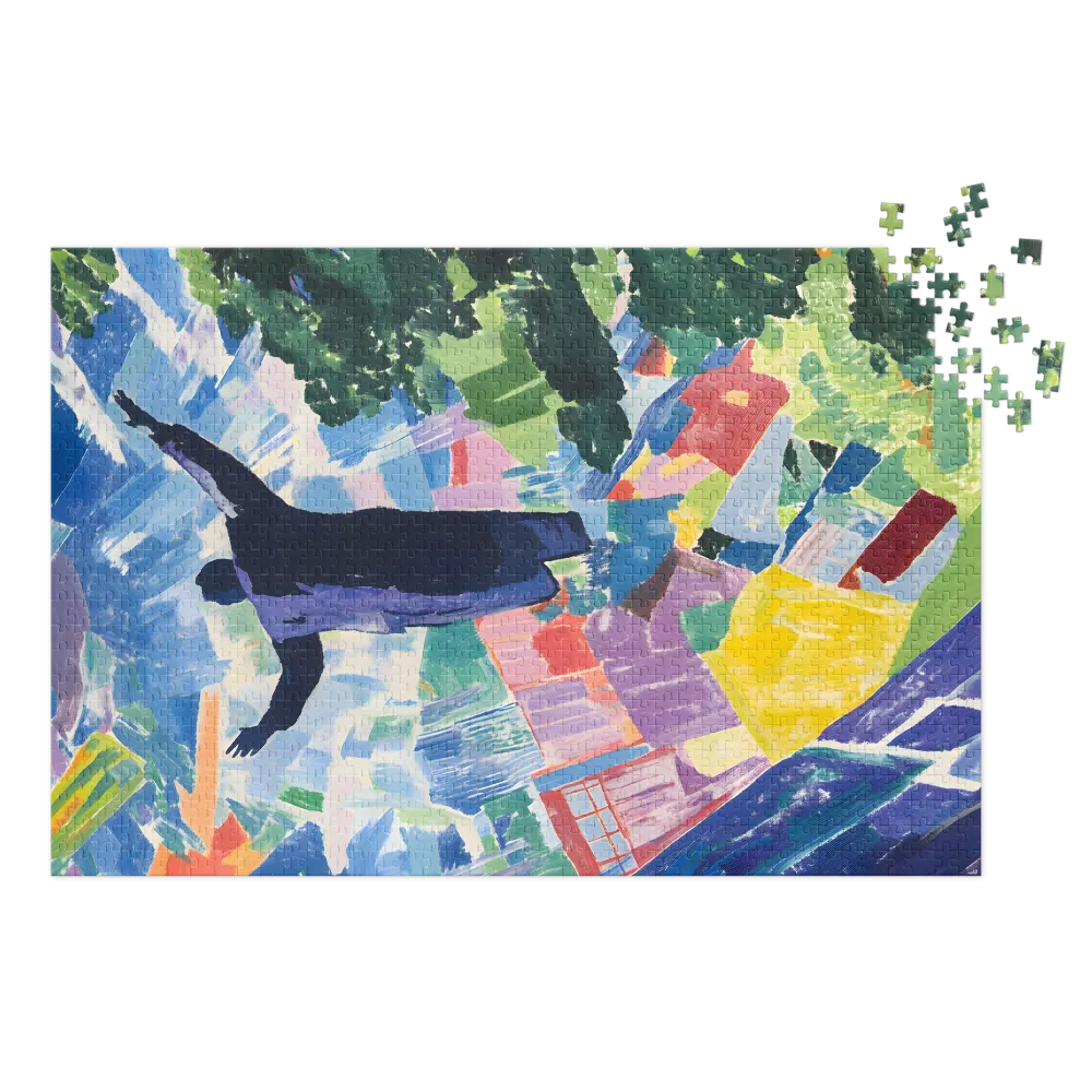 Expressionist Figure Over Vibrant Landscape