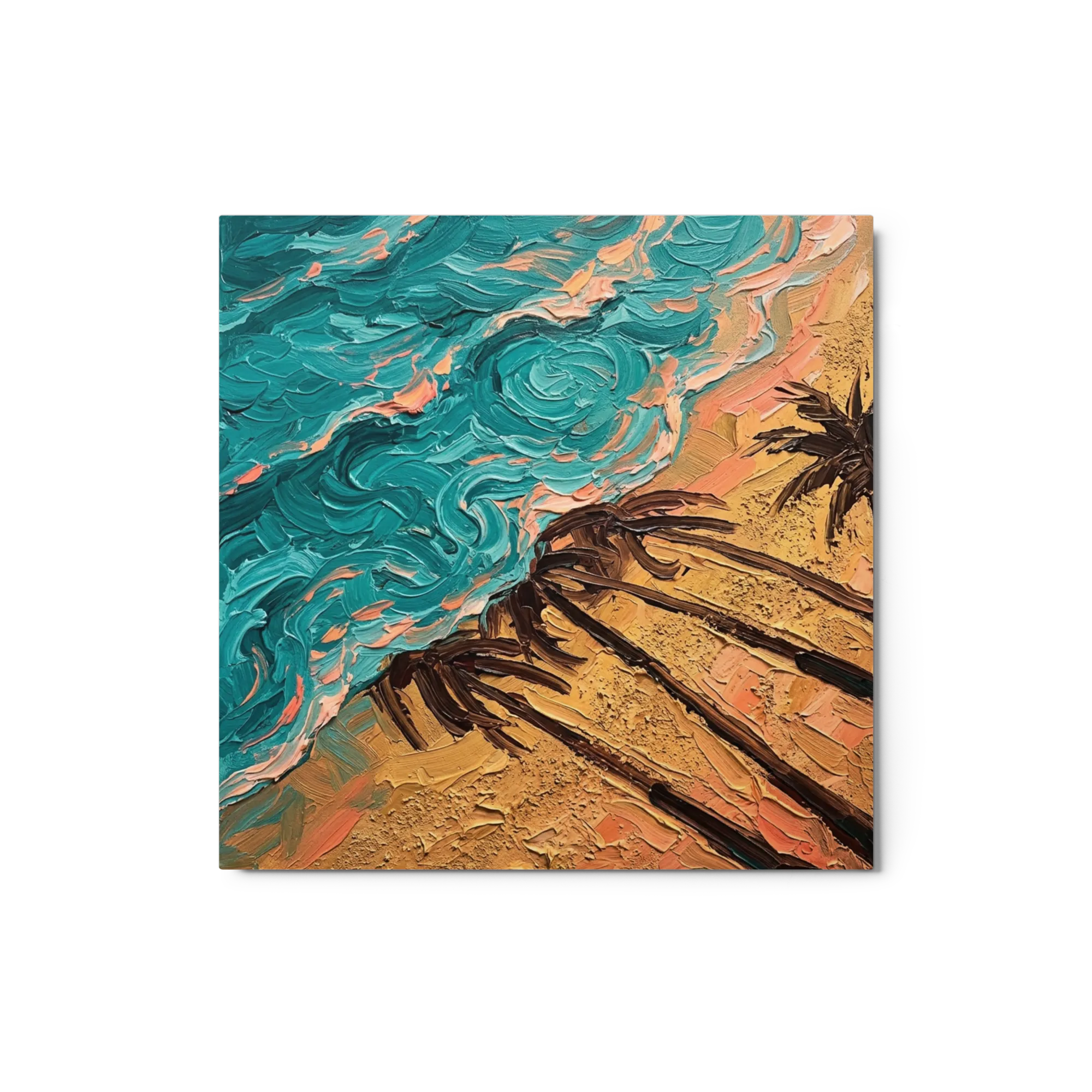 Impasto Beach Oasis 
 Canvas with Black Frame