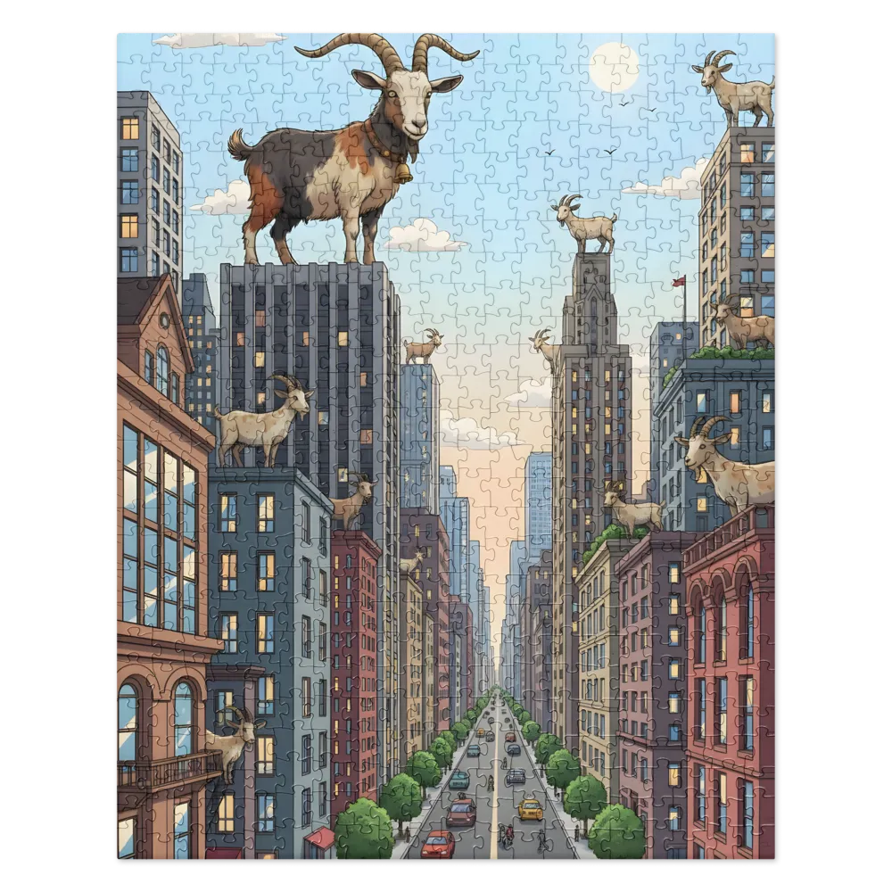 Rooftop Goats 
 Jigsaw Puzzle in Tin Box