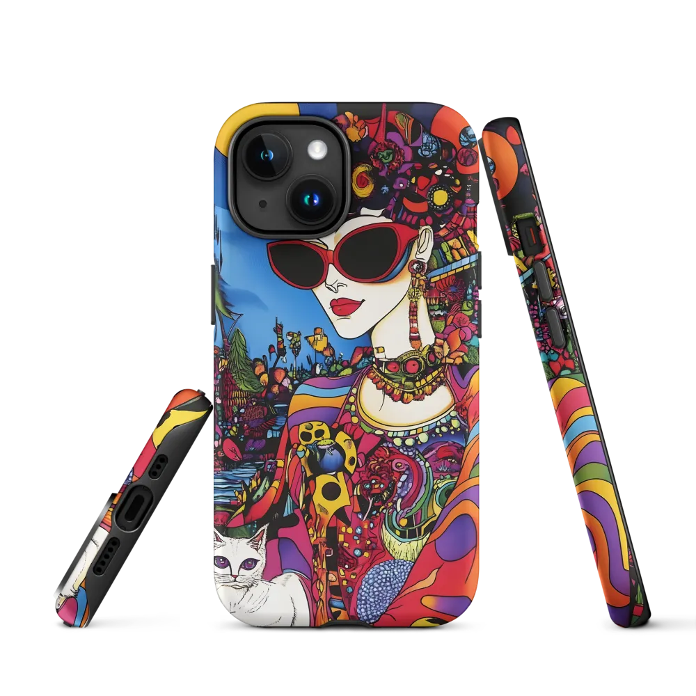 Colorful Female Figure with Cat | Phone Case