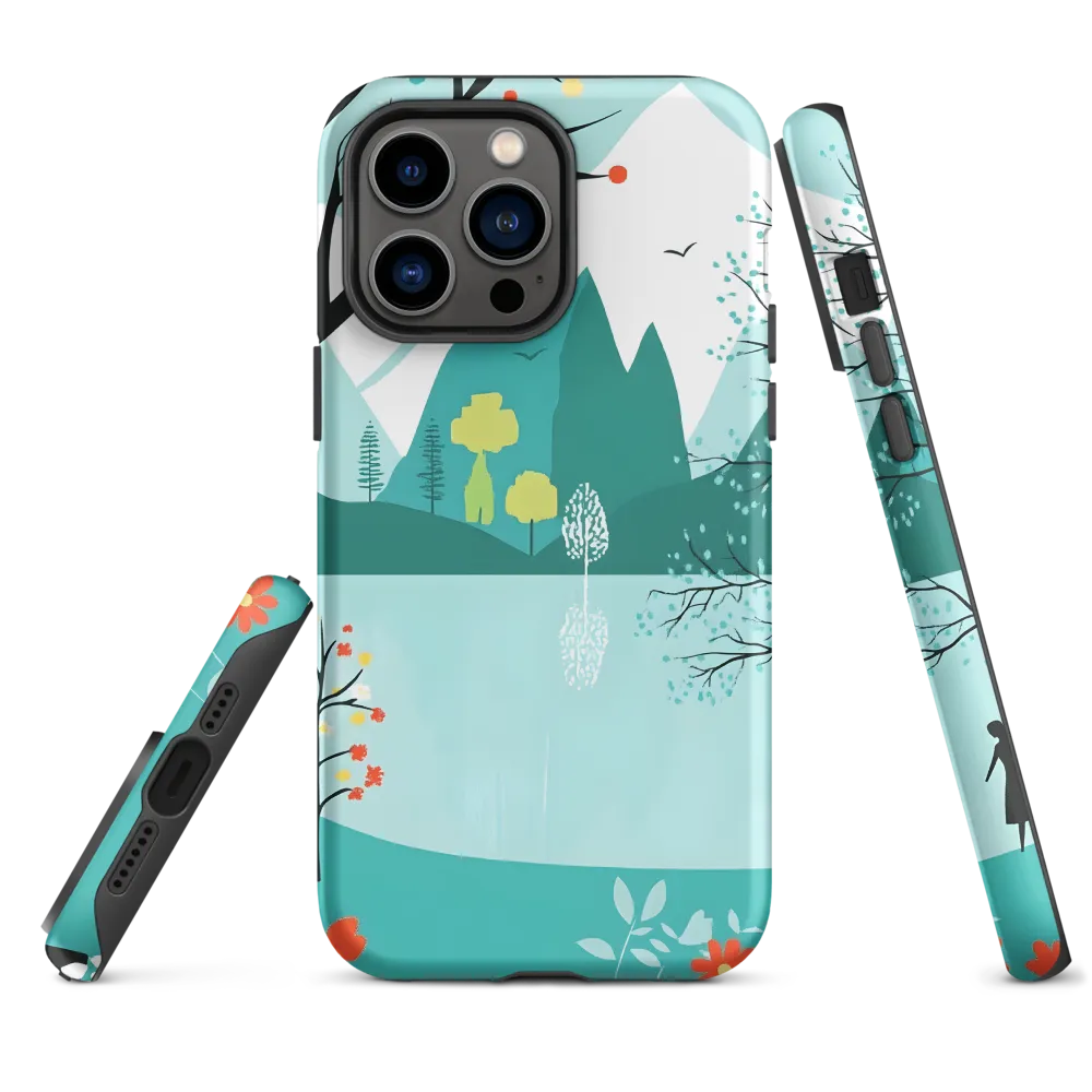 Serene Landscape with Woman and Mountains | Phone Case
