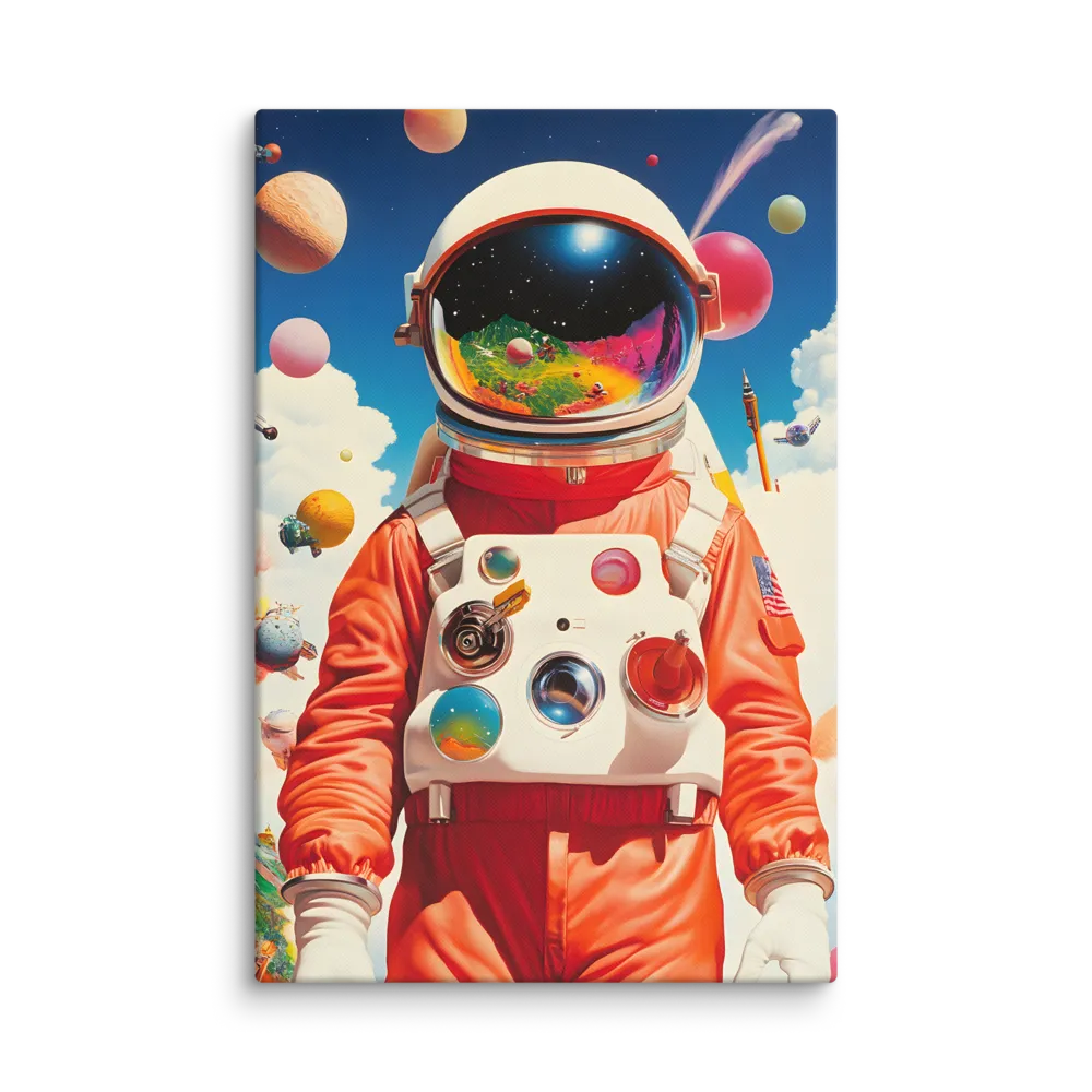 Cosmic Reflection: Astronaut's Dream 
 Canvas with White Frame