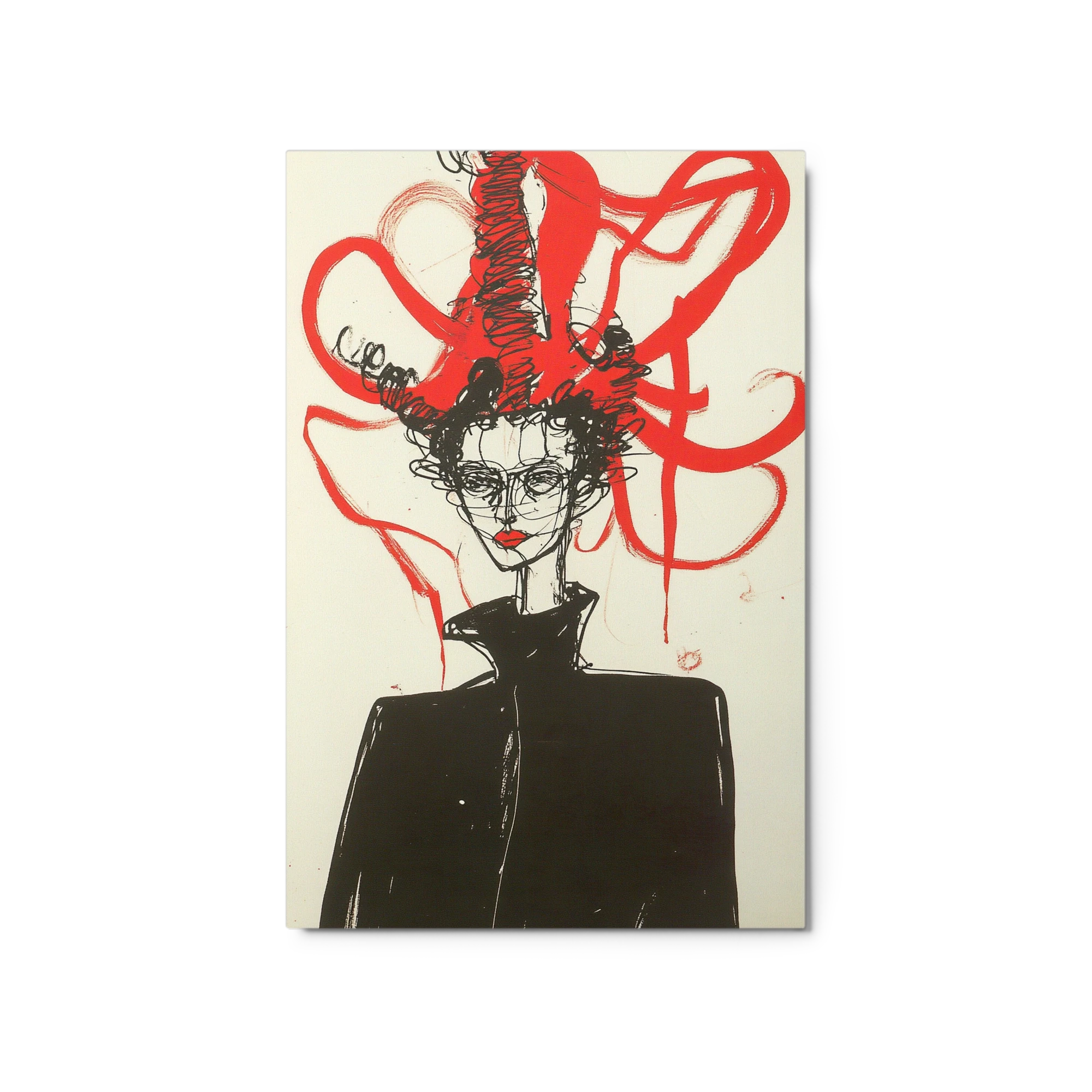 Abstract Fashion Portrait in Red and Black