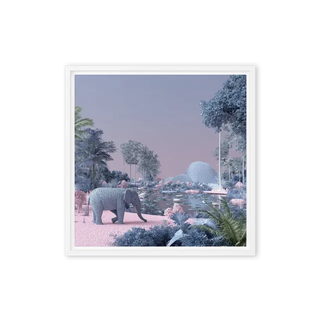 Pastel Jungle with Elephant | Art Print