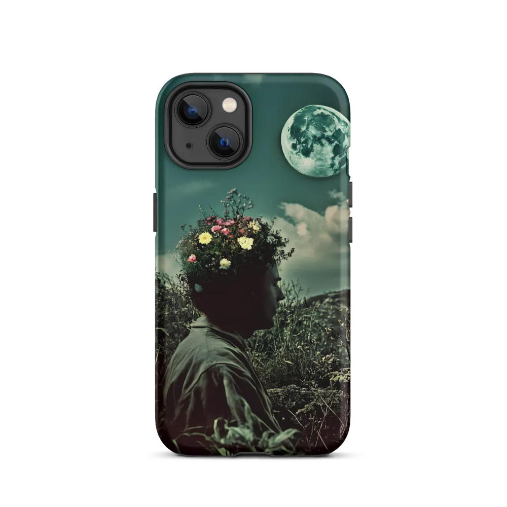 Surreal Person with Flower Crown and Moon | Phone Case