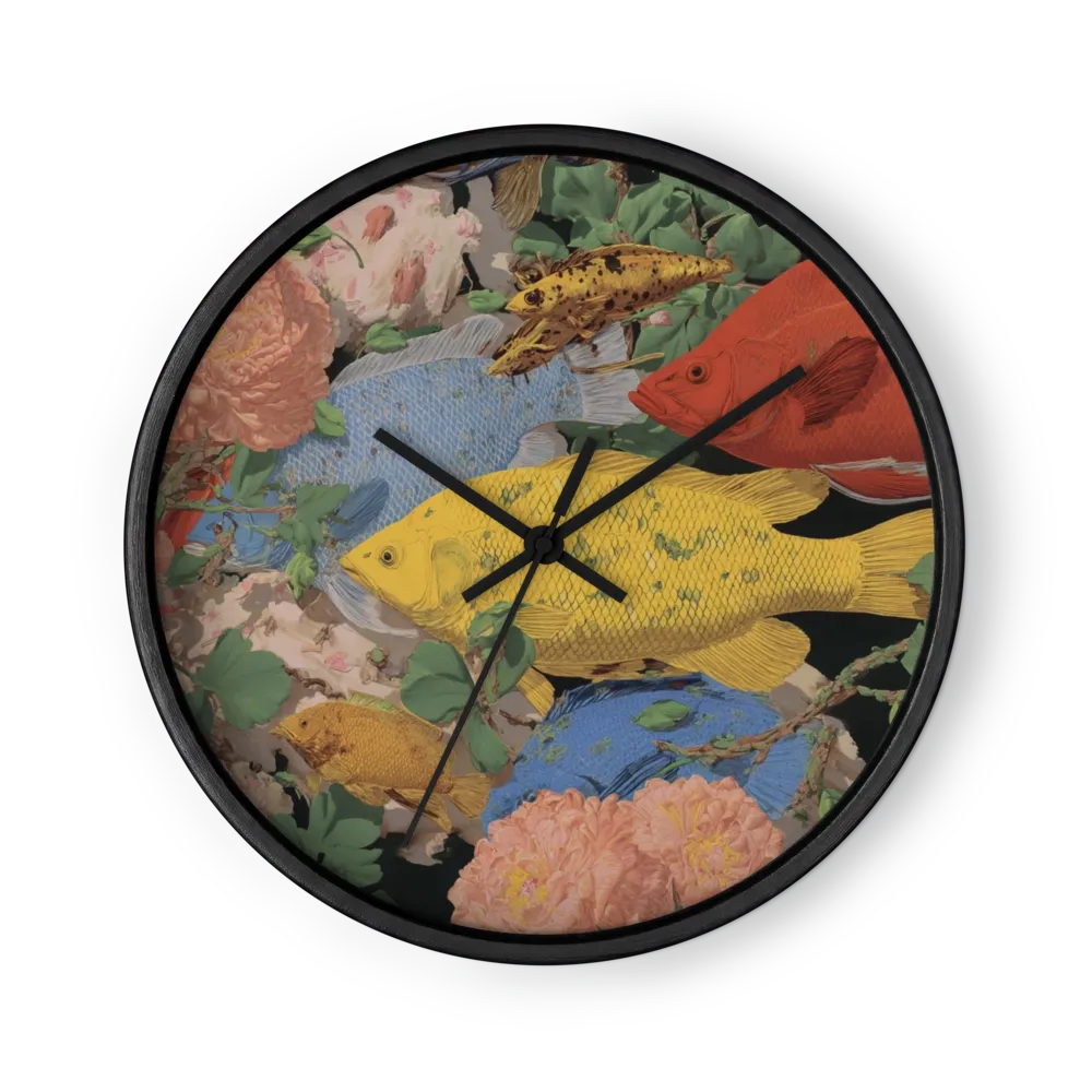 Exotic Fish and Peonies | Wall Clock