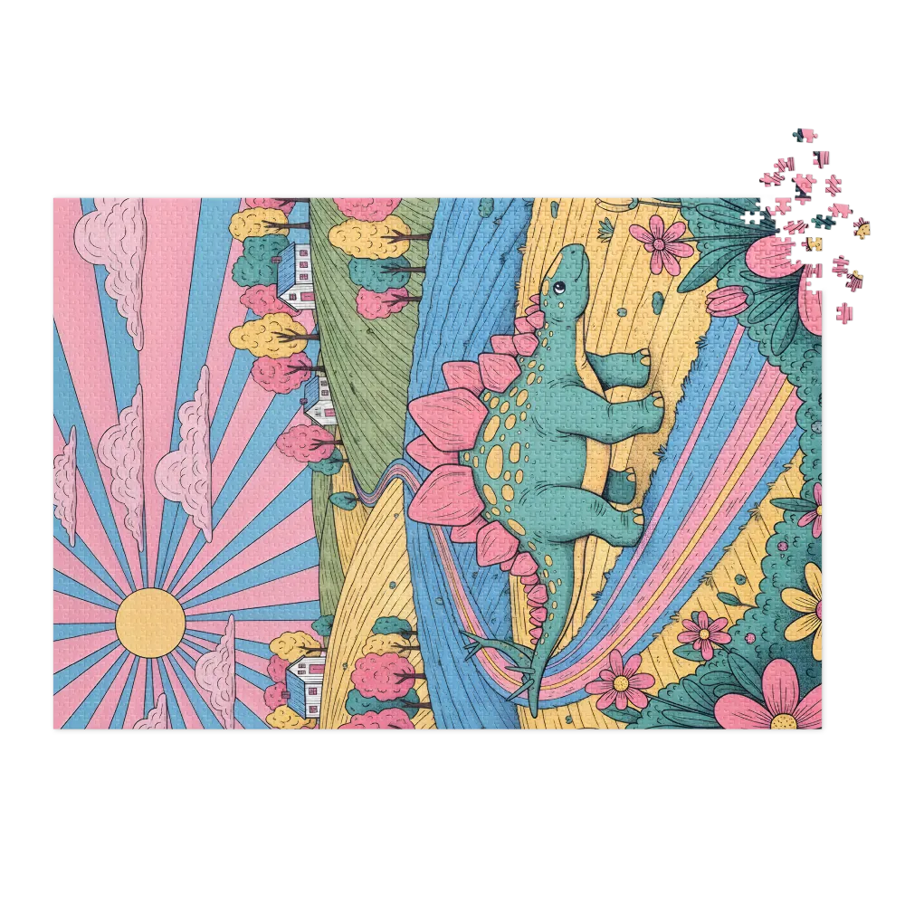 Pastel Meadow Stegosaurus
